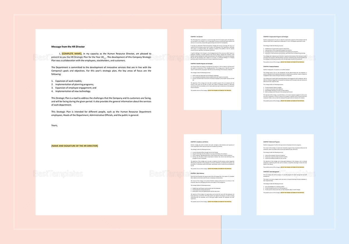 HR Strategic Plan Template In Word Apple Pages