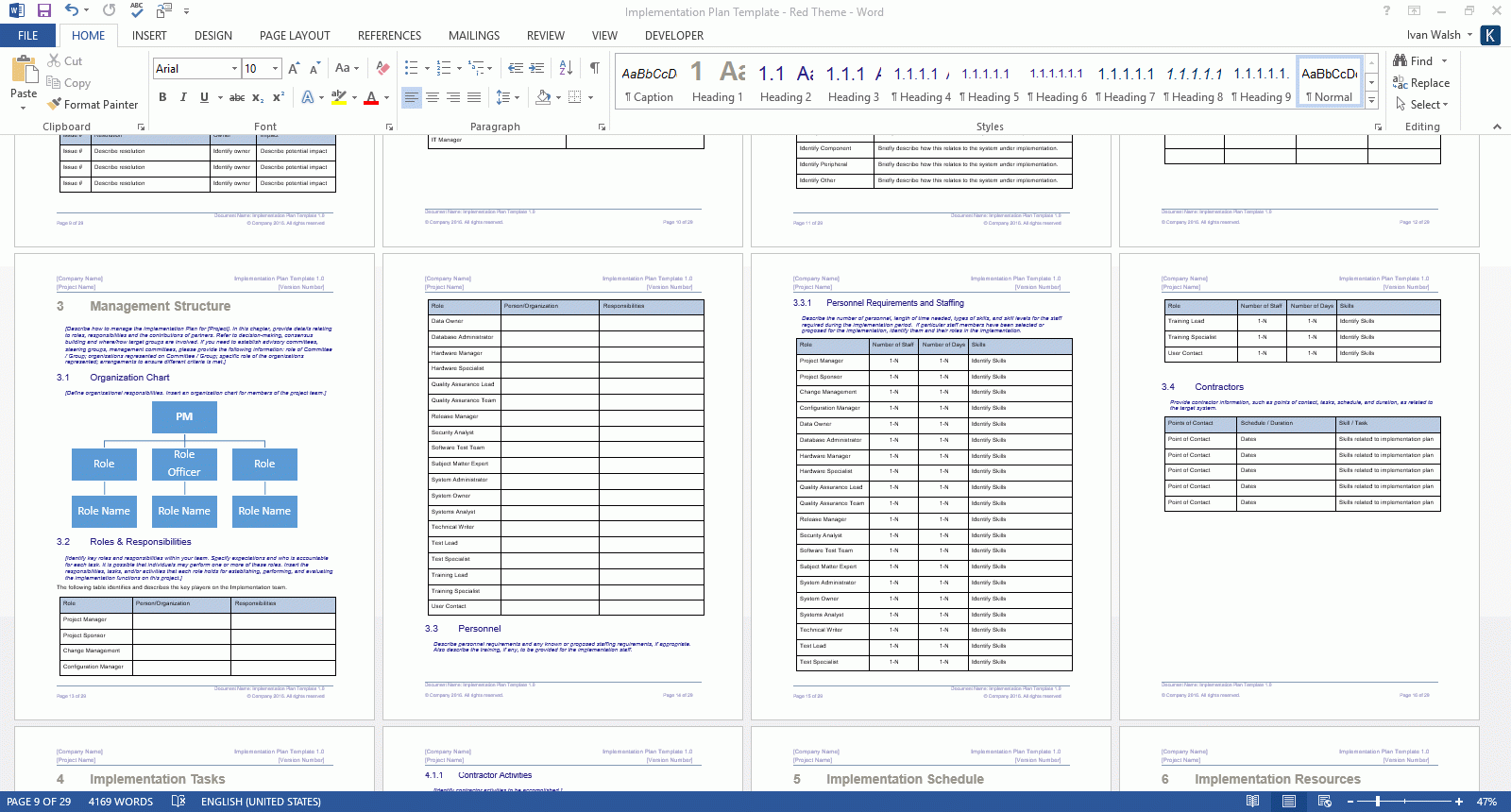 Implementation Plan Template Templates Forms Checklists For MS 