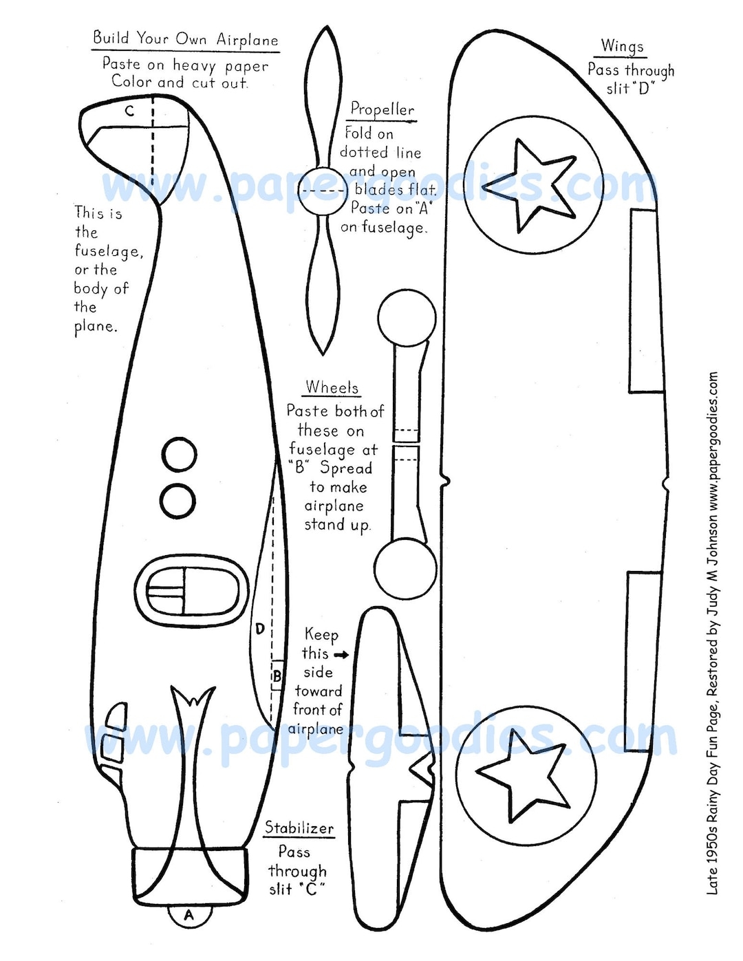 INSTANT PRINTABLE Download 2 Airplanes To Color cut fly Paper 