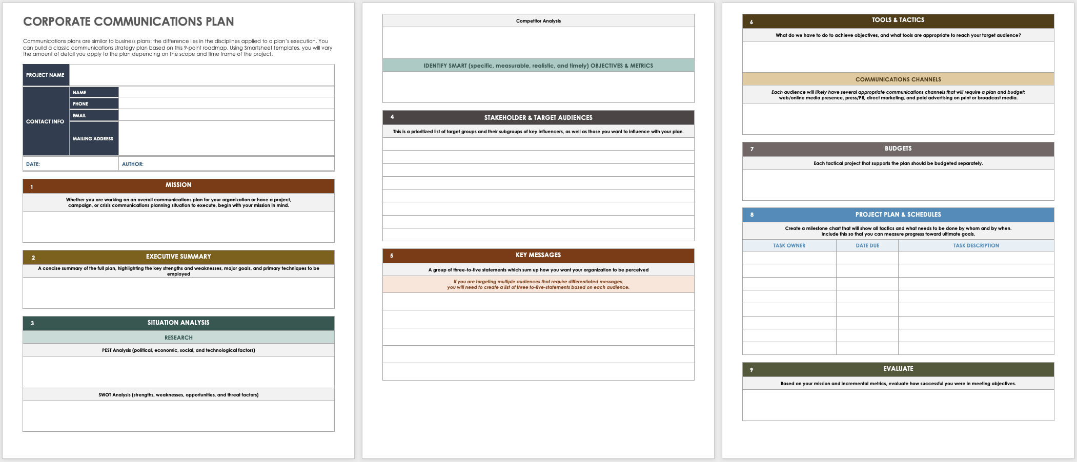 Internal Communication Plan Templates Smartsheet
