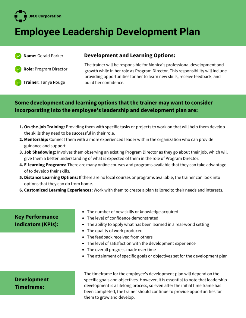 Leadership Development Plan Template Venngage