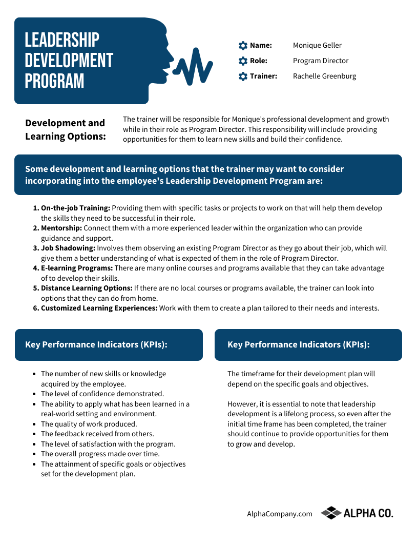 Leadership Growth Plan Template