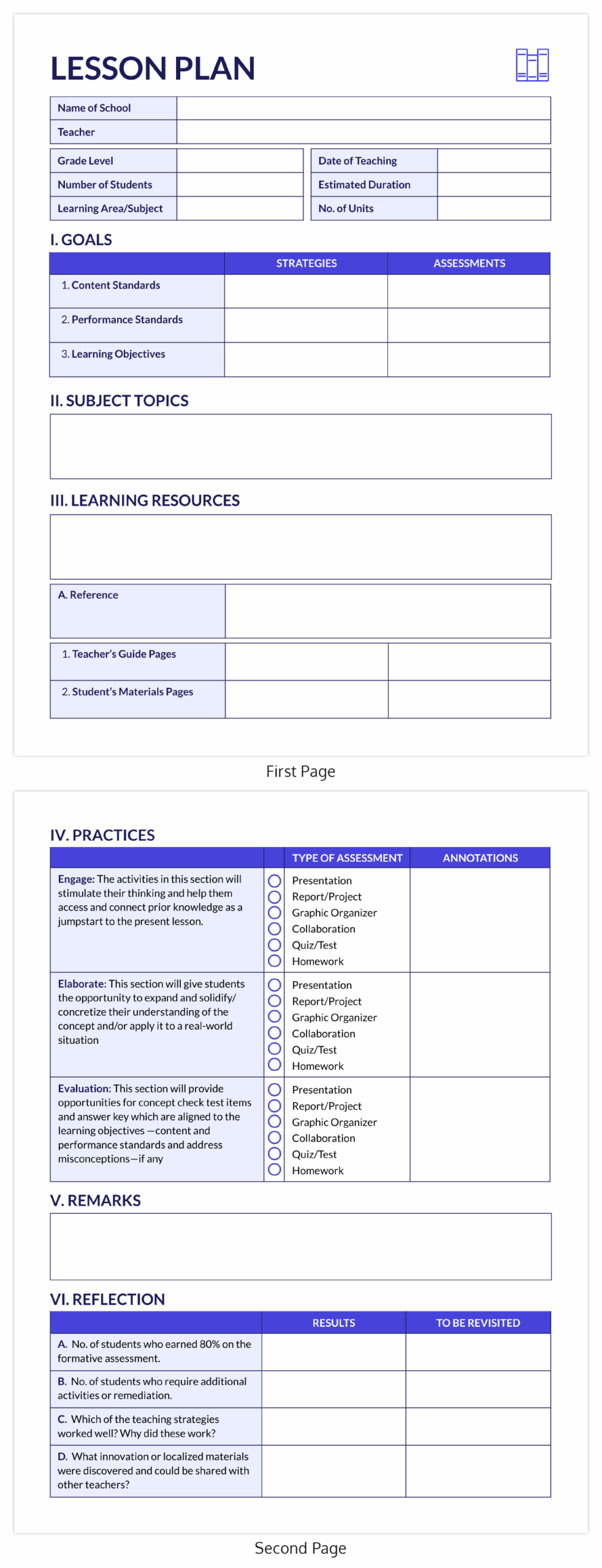 Lesson Plan Example Venngage
