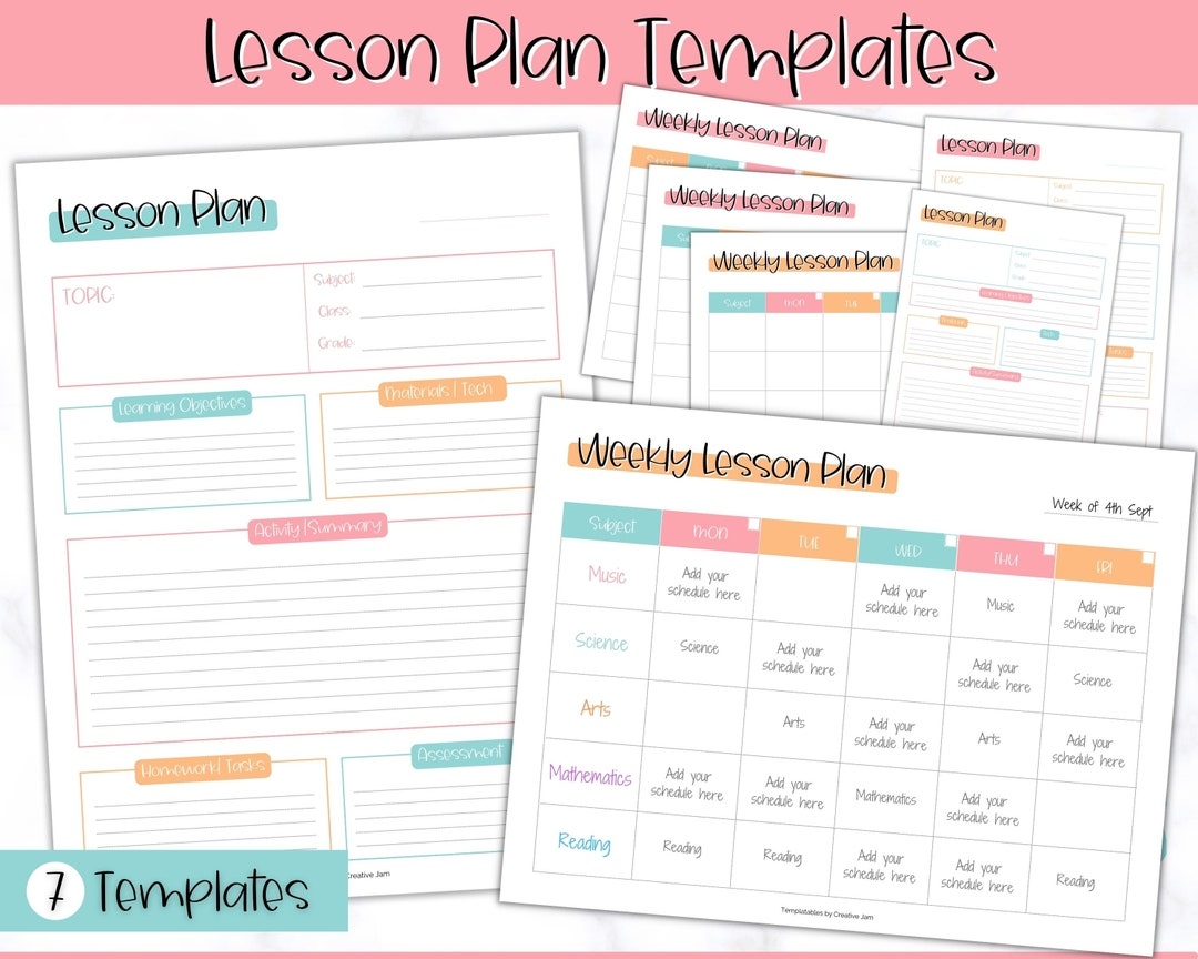 Lesson Plan Template Lesson Planner Printable Homeschool Teacher Planner Weekly Daily Plans Academic Schedule Simple Lesson Plan Book Etsy