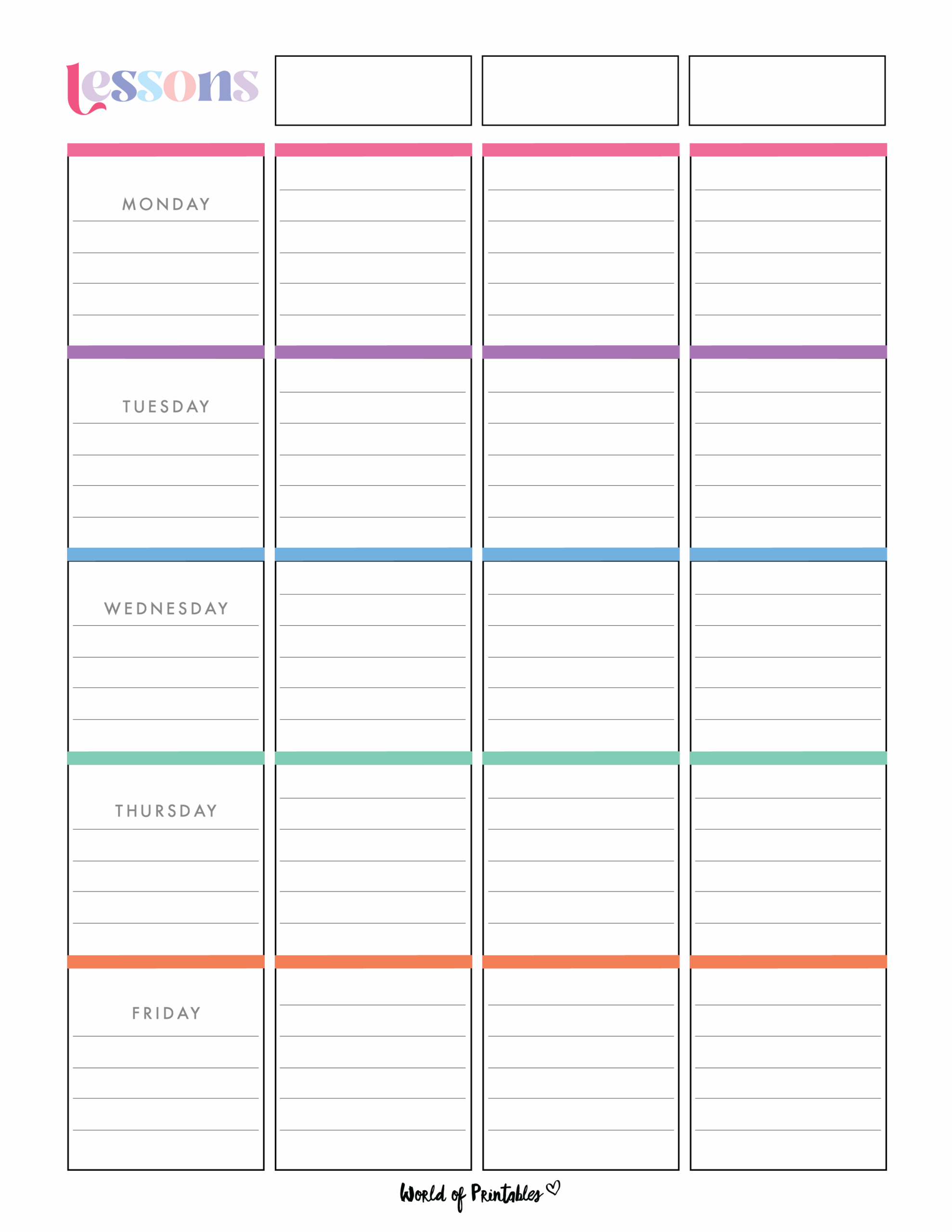 Lesson Plan Templates World Of Printables