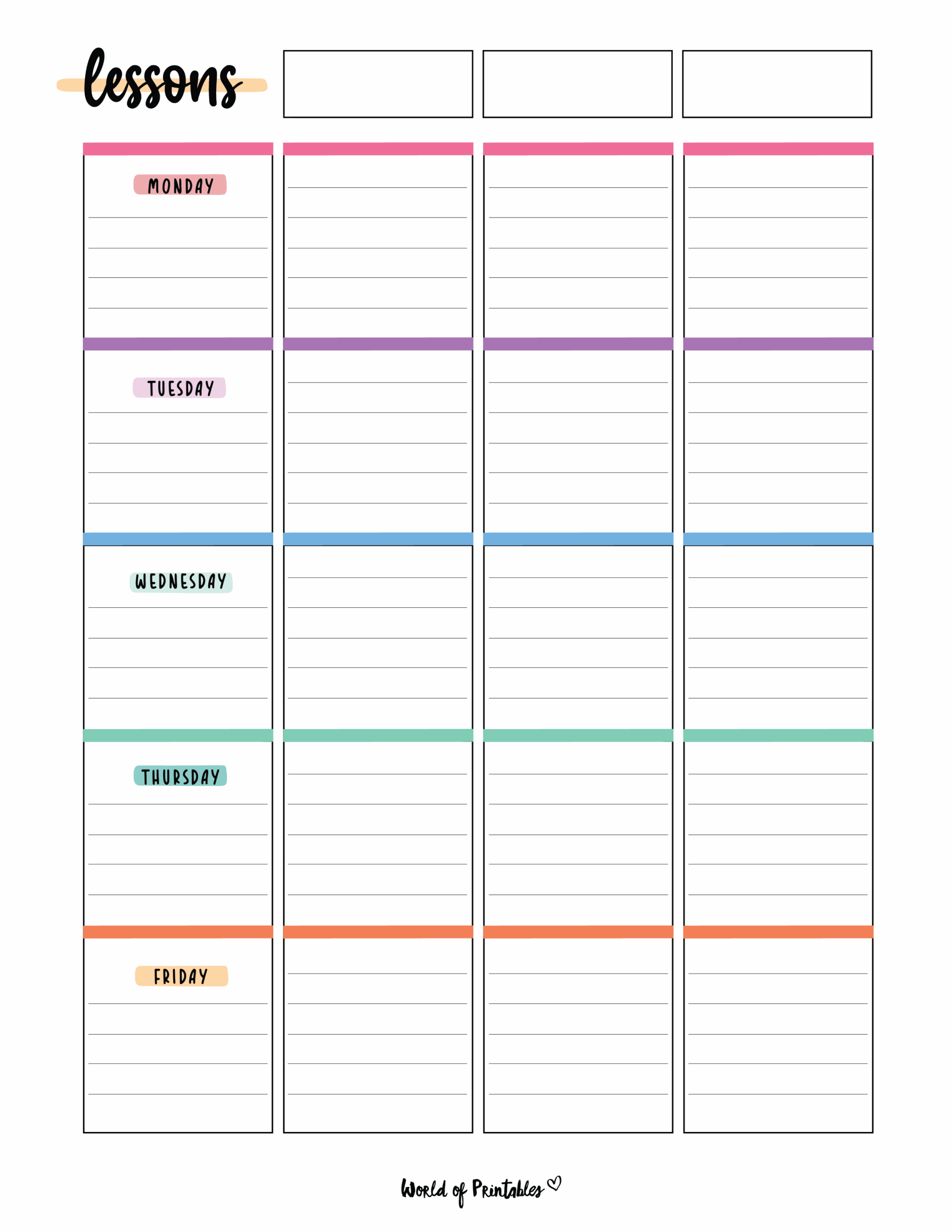 Free Printable Daily Lesson Planner Template