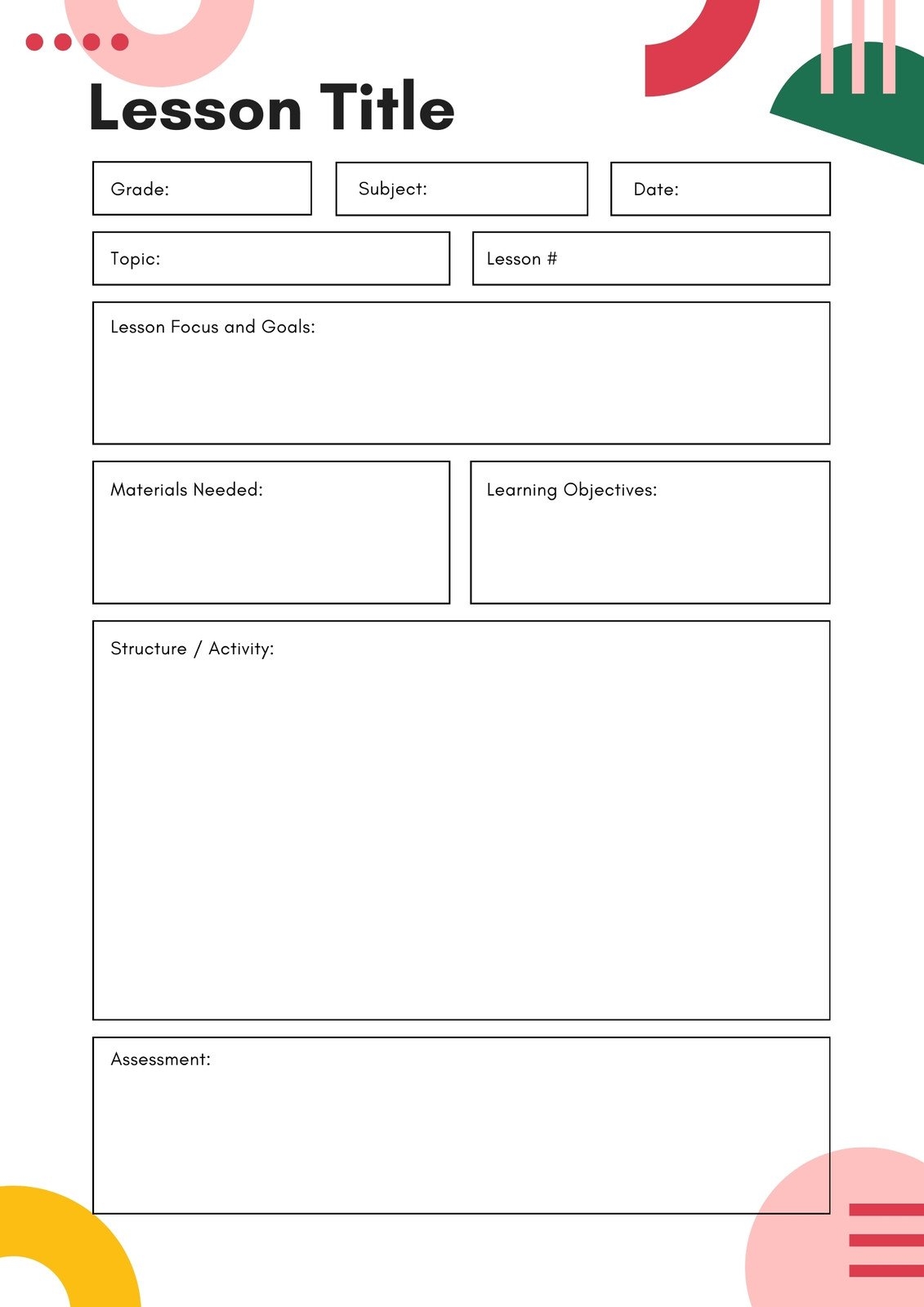 Lesson Plan Templates You Can Customize For Free Canva