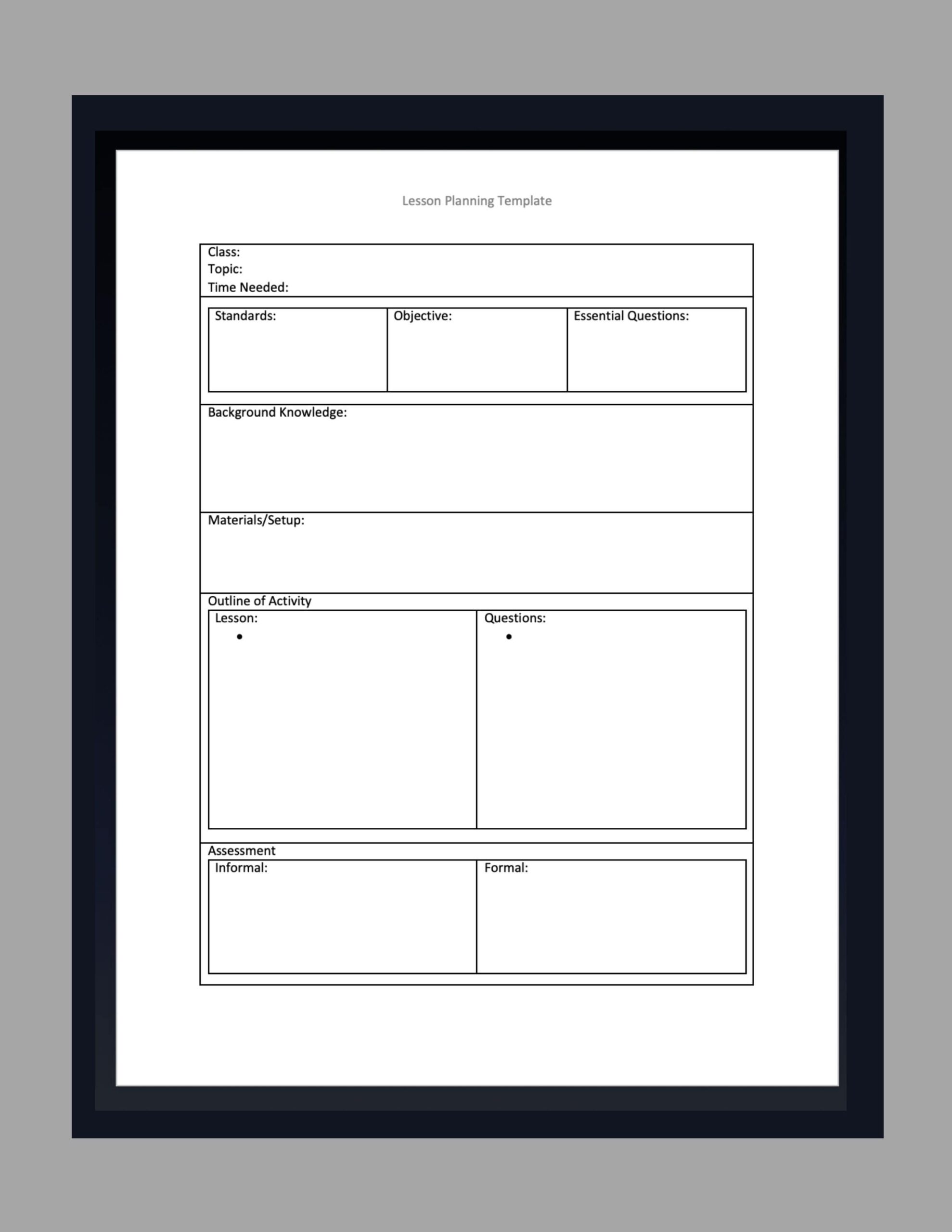 Formal Lesson Plan Template