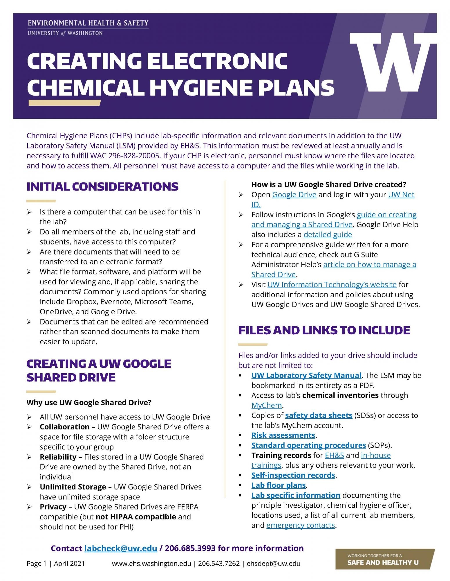Make Your Electronic Chemical Hygiene Plan UW Environmental Health U0026 Safety
