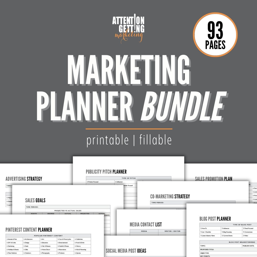 Marketing Plan Template Printable Marketing Social Media Planner 