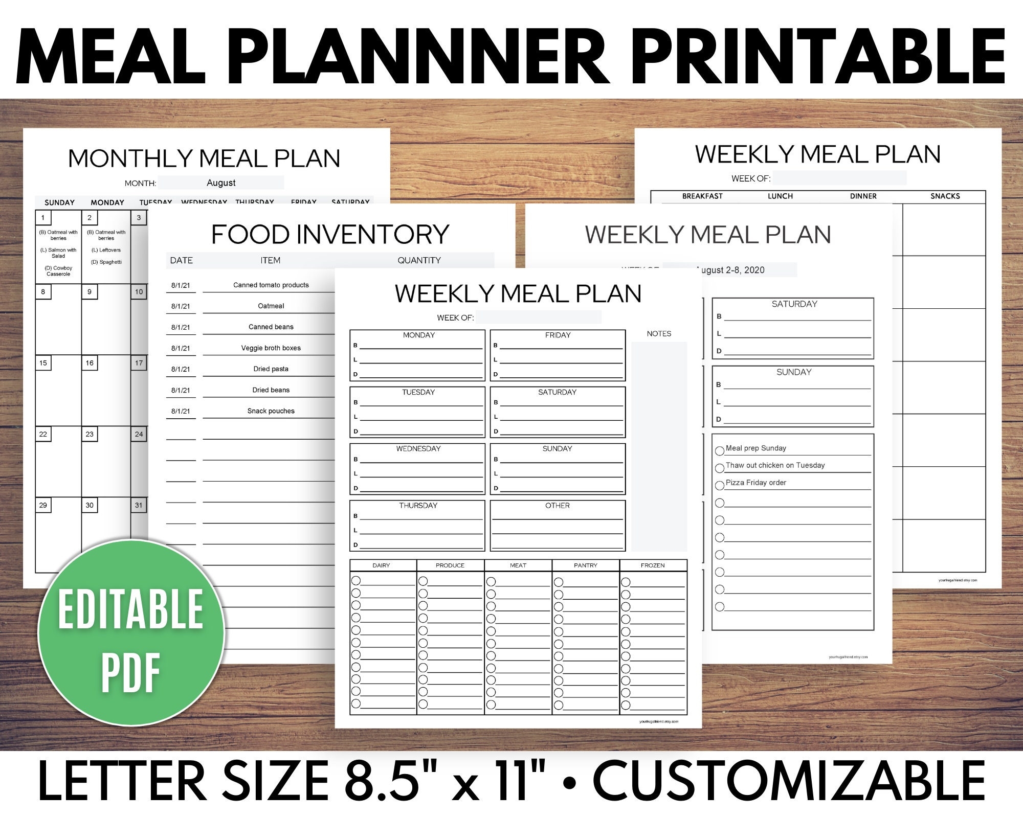 Meal Planner Template Monthly Meal Planner Printable Grocery 