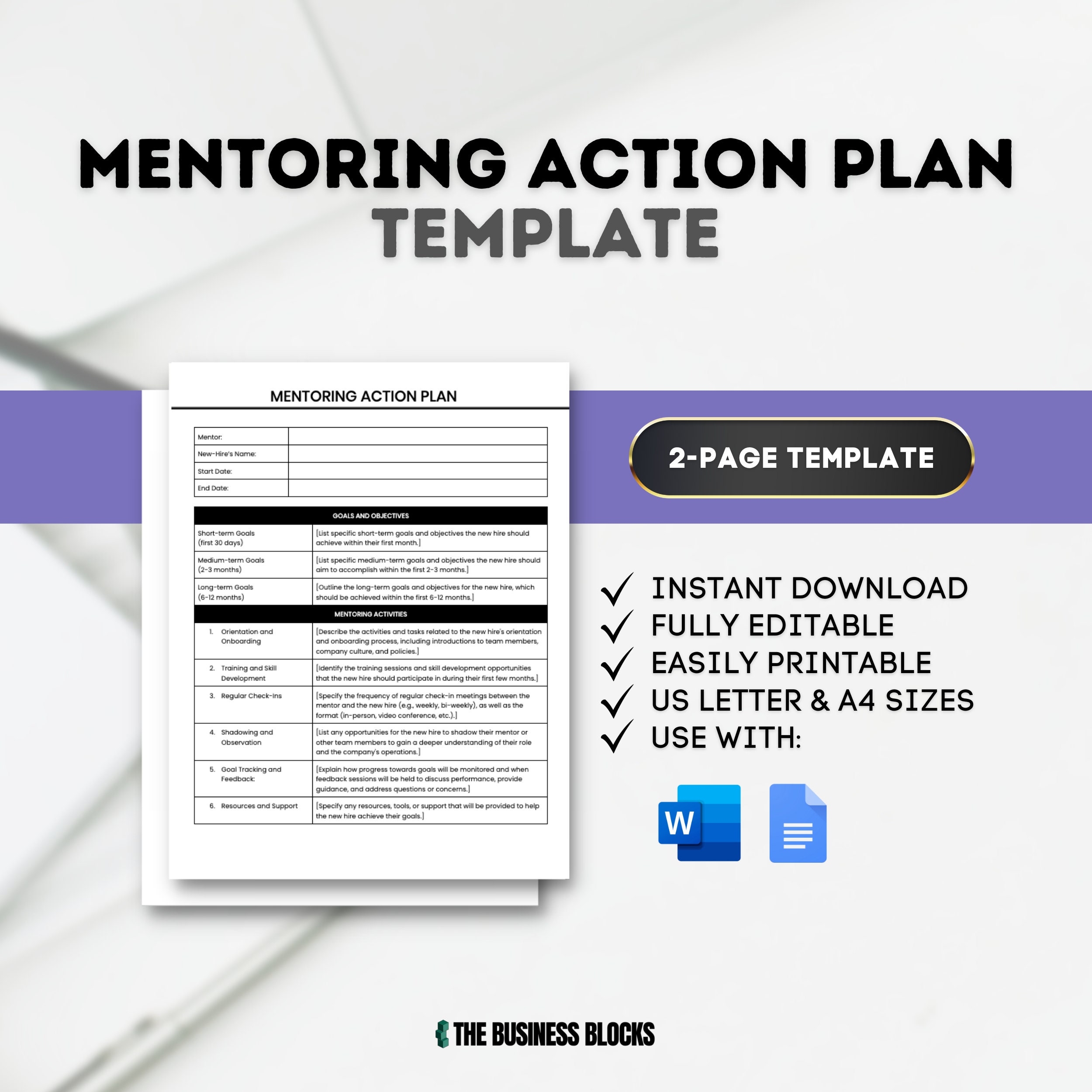 Mentoring Action Plan Template Human Resources Employee Onboarding Mentorship Planning Mentor Program Mentee Goals Mentoring Plan New Hire Etsy UK