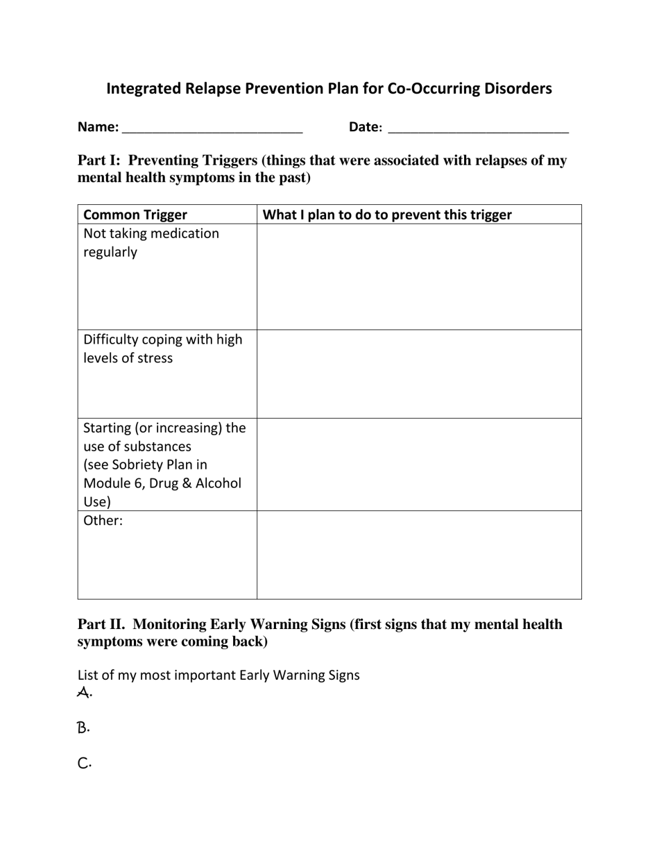 Minnesota Integrated Relapse Prevention Plan For Co occurring Disorders Fill Out Sign Online And Download PDF Templateroller