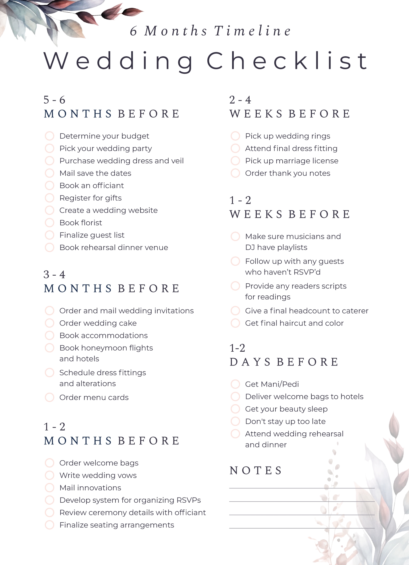 Wedding Planning List Template