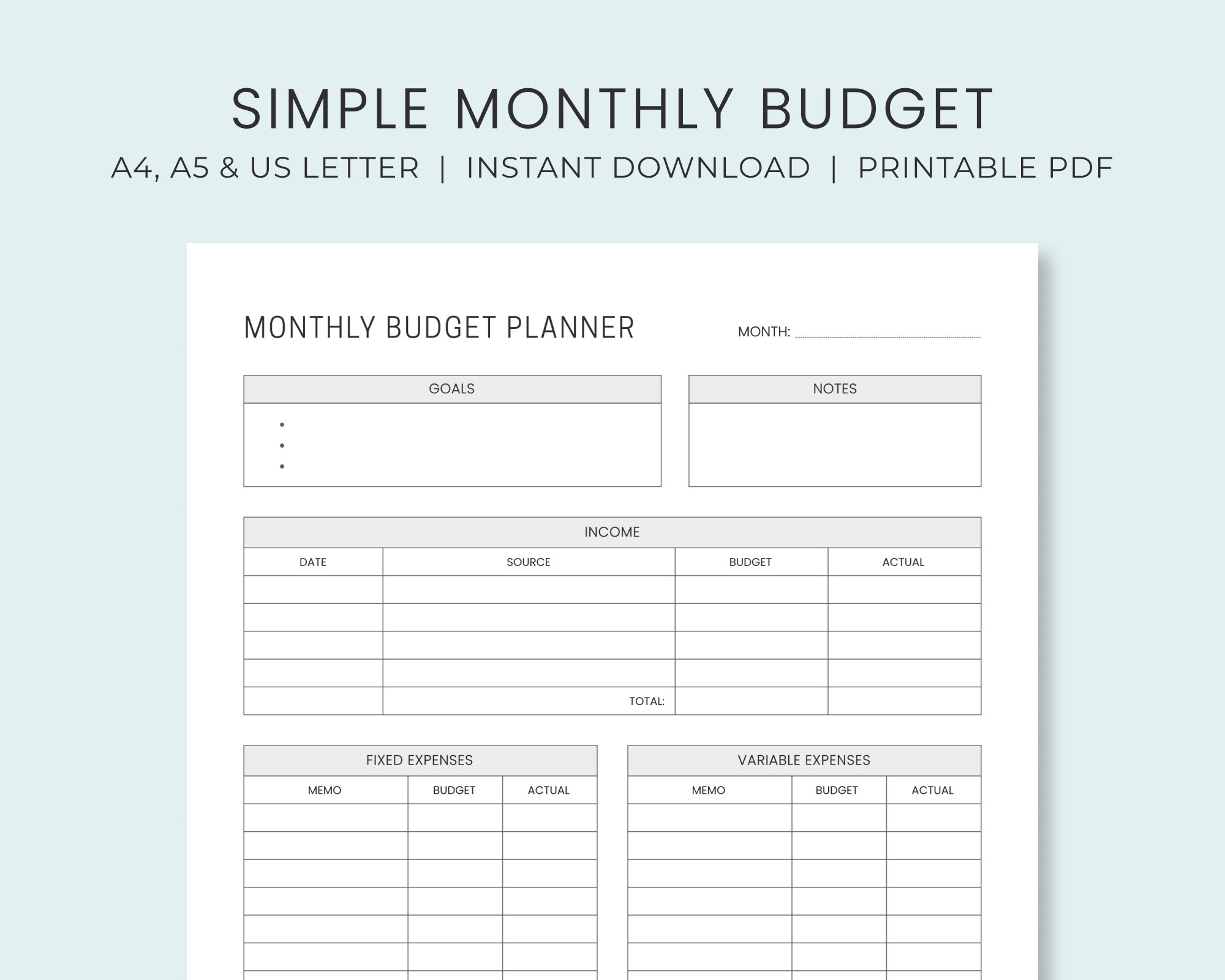 Monthly Budget Planner Template Uk