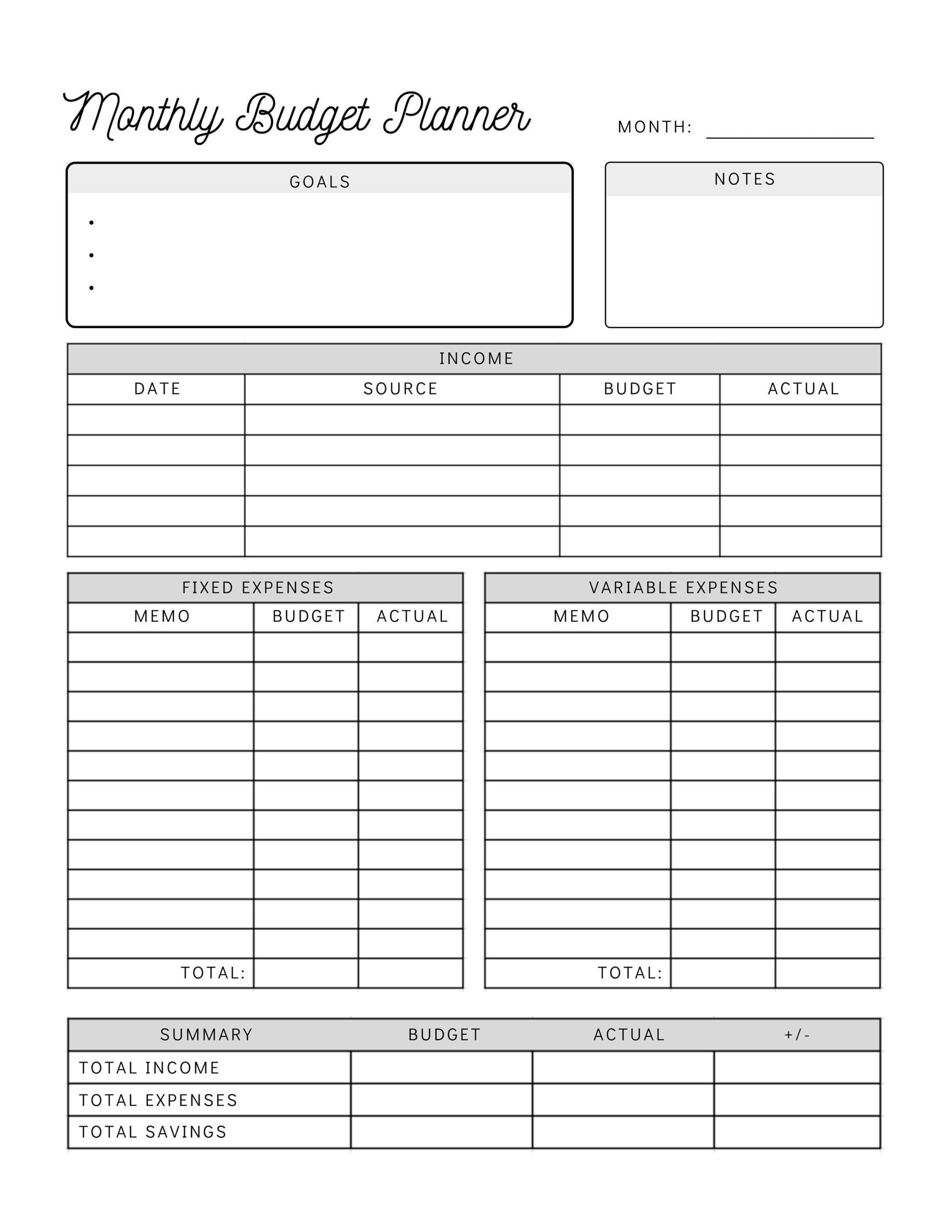 Monthly Budget Planner Printable Simple Budget Worksheet Personal Budget Template Instant Download