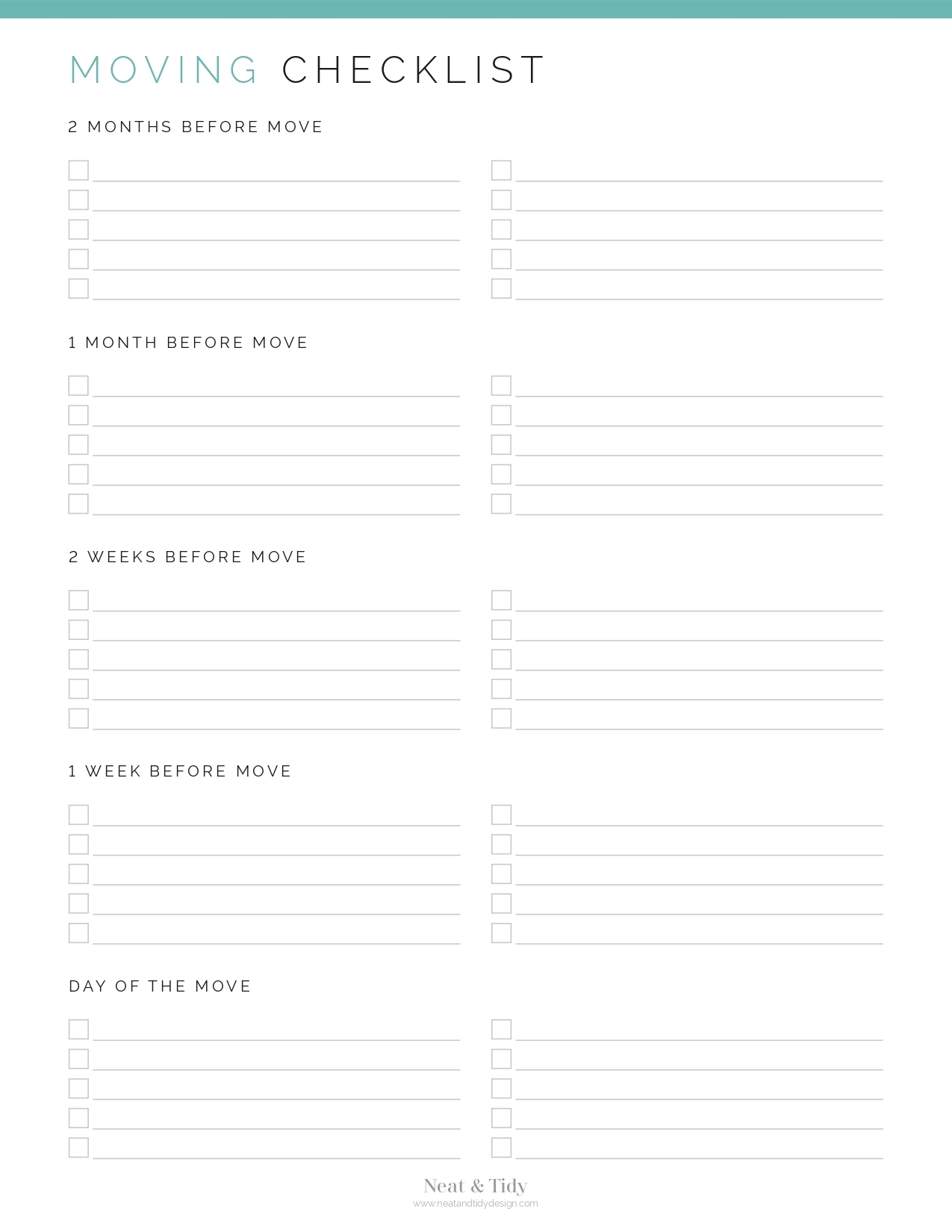 Moving Plan Template