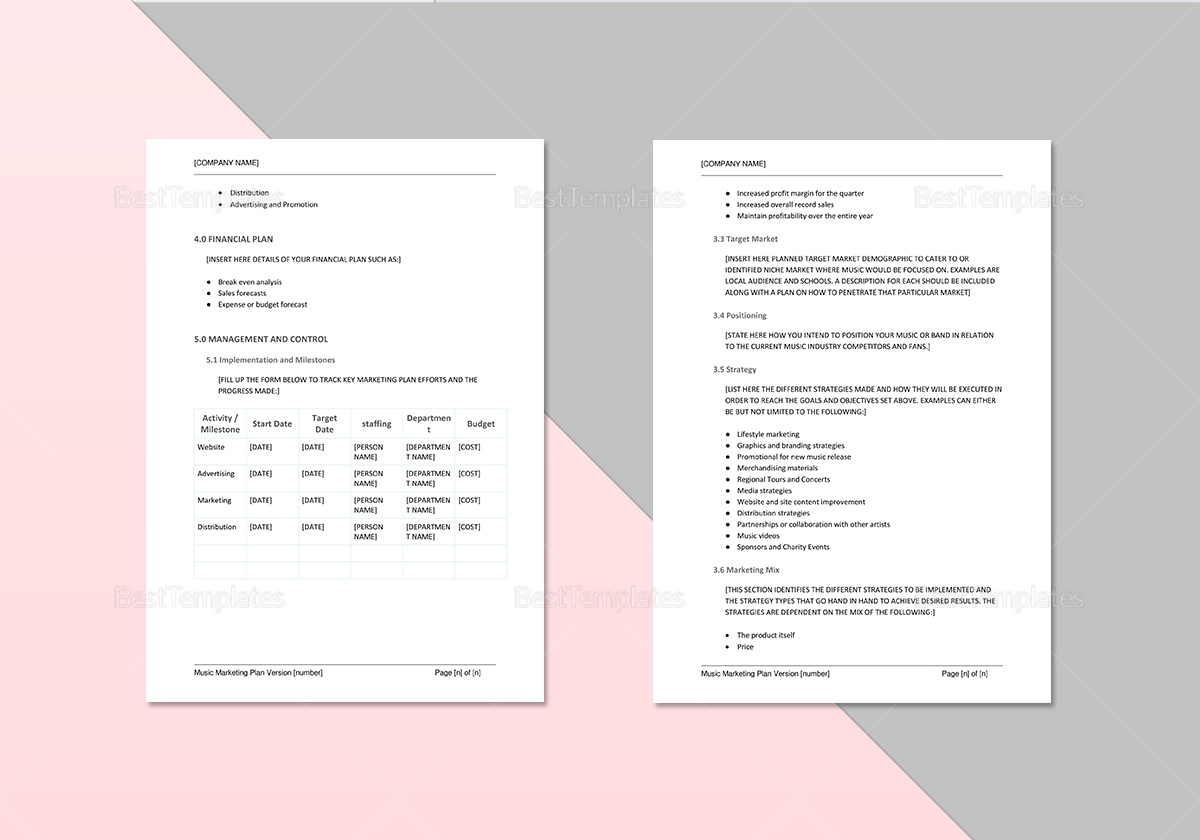 Music Marketing Plan Template In Word Google Docs Apple Pages