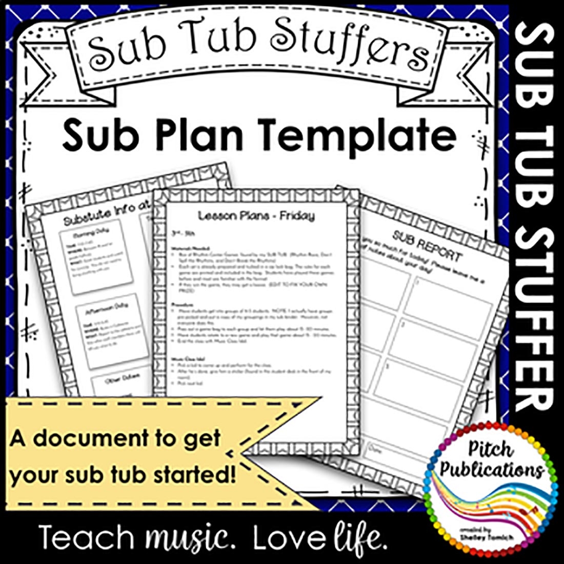 Music Sub Tub Stuffers Music Sub Plan Template Substitute Plans Editable