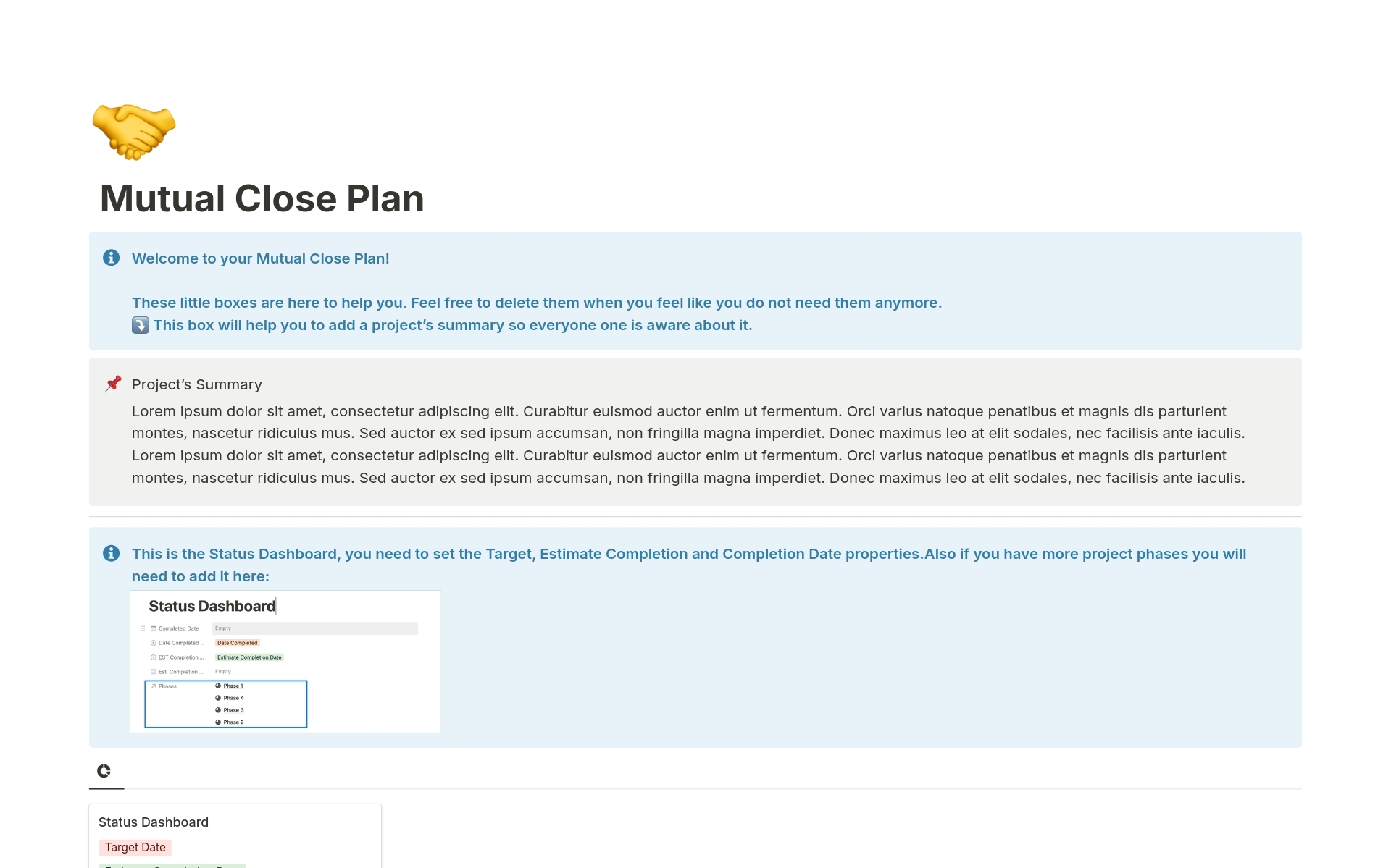 Mutual Close Plan Template