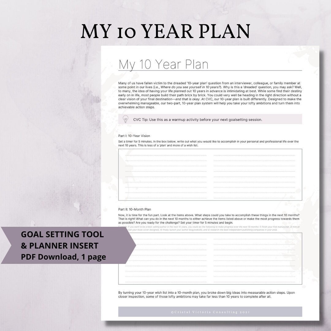 My 10 Year Plan Etsy