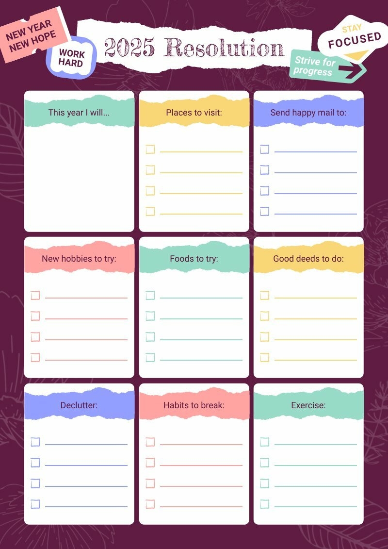 New Year s Resolution List Free Schedule U0026 Planner Template Piktochart