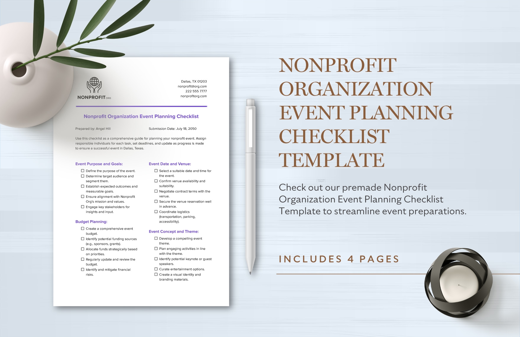 Nonprofit Organization Event Planning Checklist Template In PDF Word Google Docs Download Template