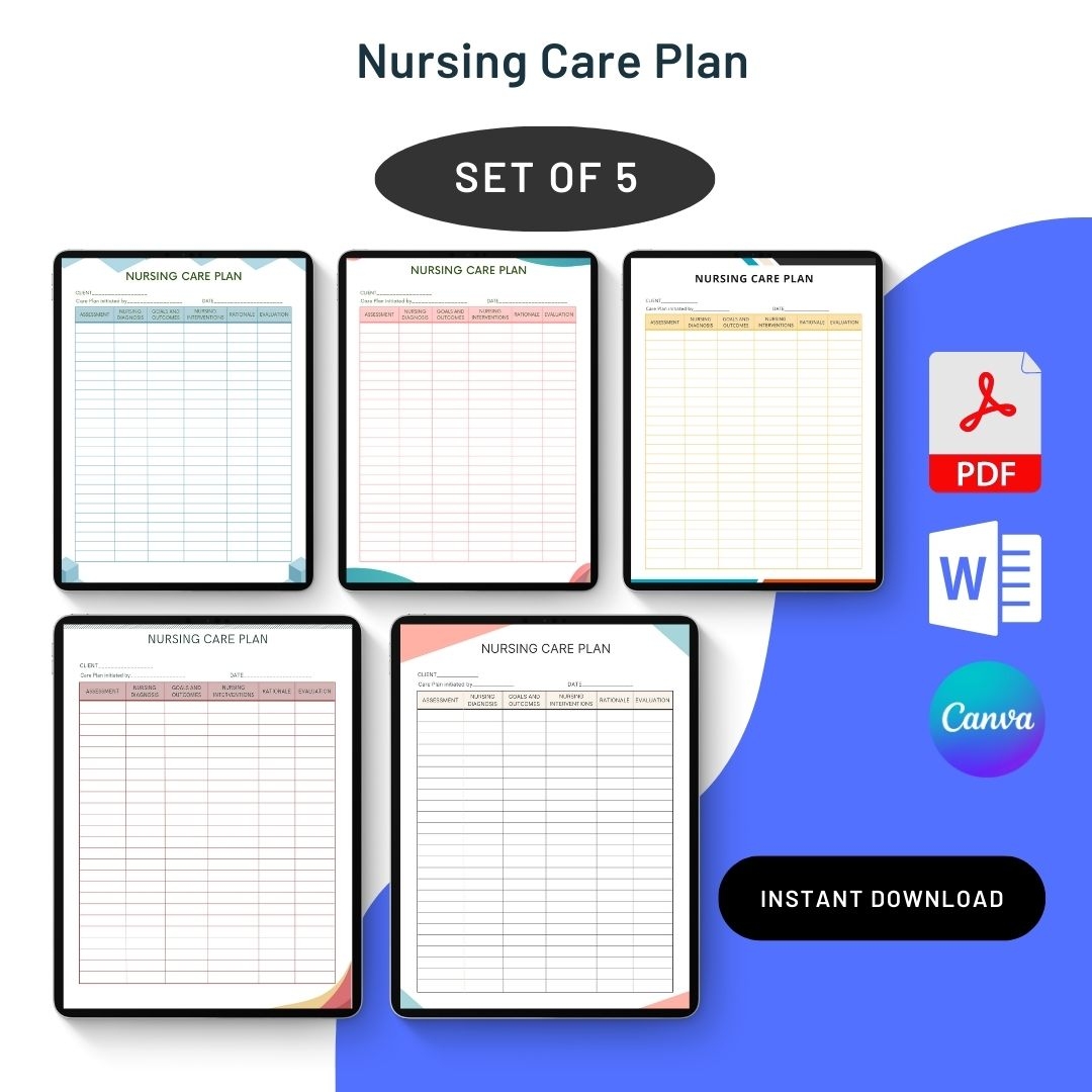 Nursing Care Plan Template Printable PDF Word Editable 