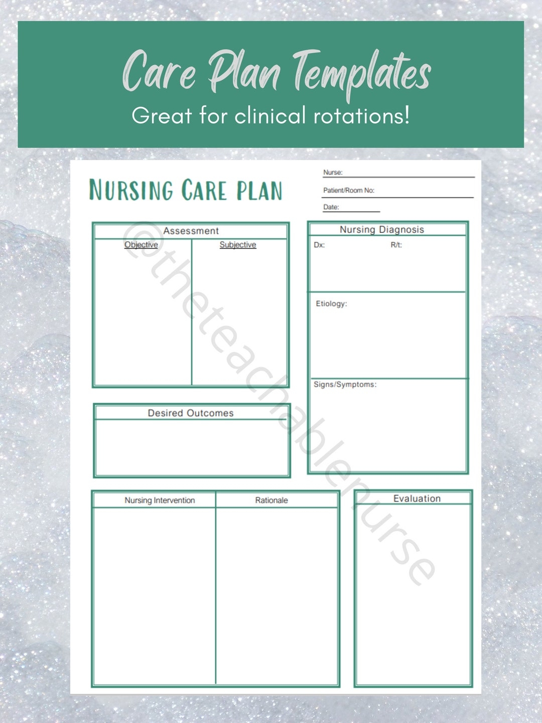 Nursing Care Plan Templates Etsy