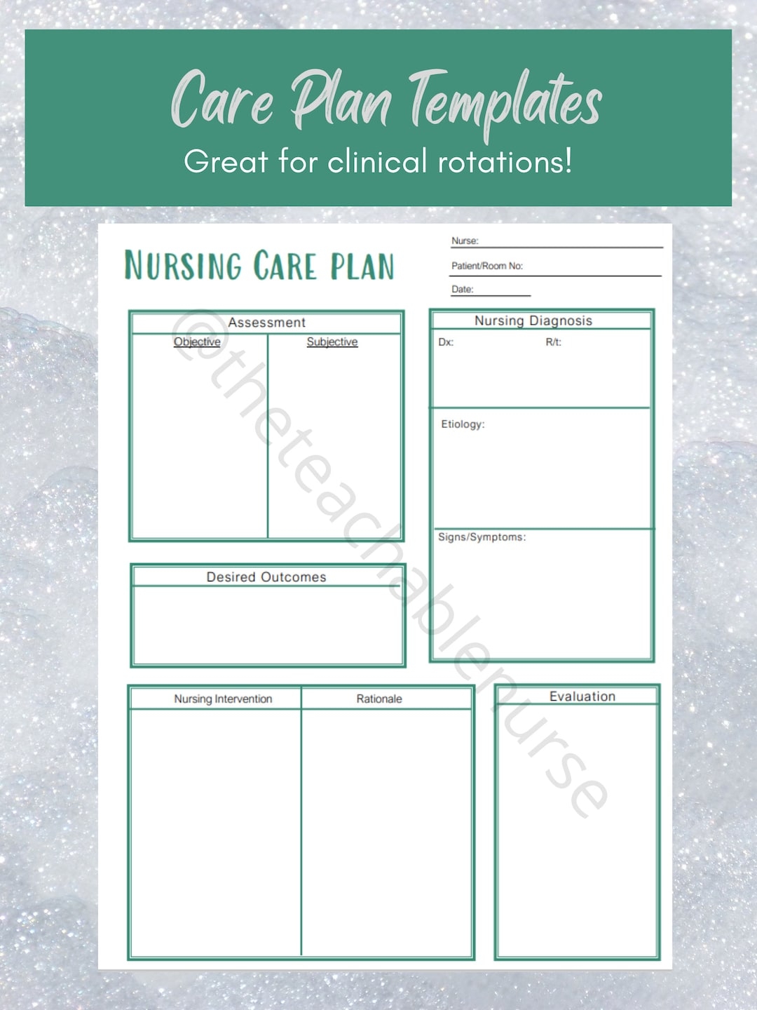 Nursing Care Plan Templates Etsy