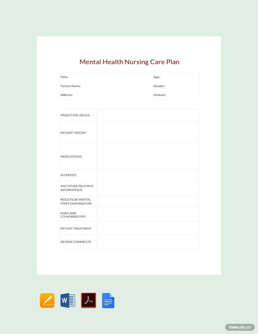 Nursing Home Care Plan Template In Pages Word PDF Google Docs Download Template
