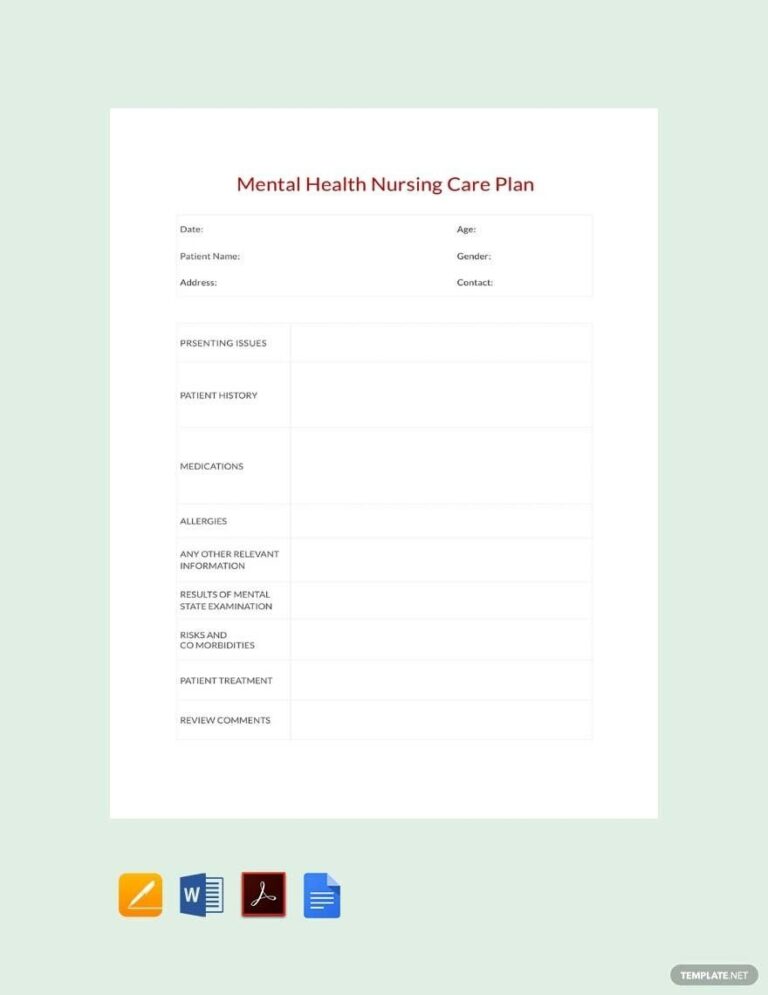 Nursing Home Care Plan Template In Pages Word PDF Google Docs Download Template