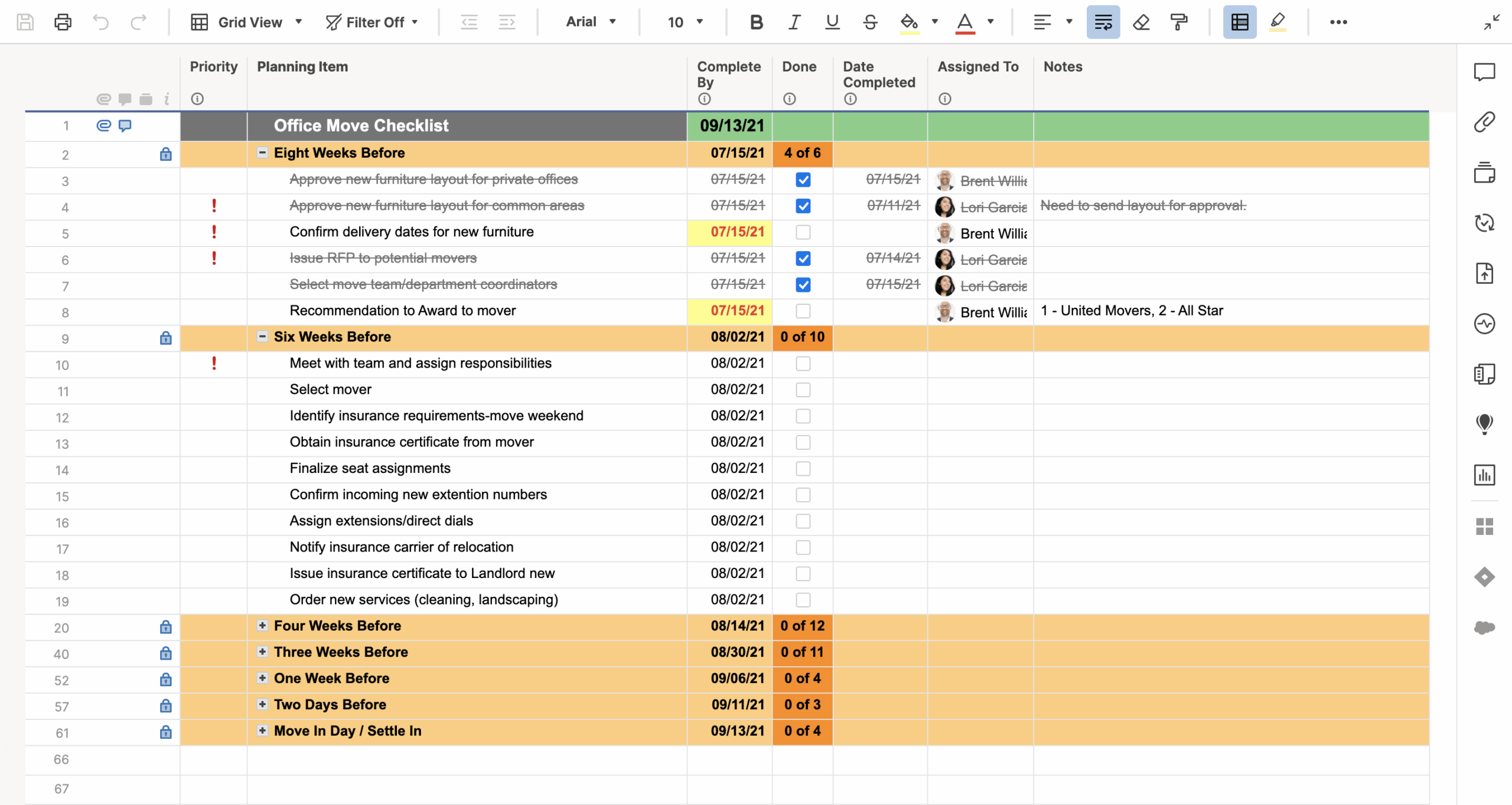 Office Move Checklist Template Smartsheet