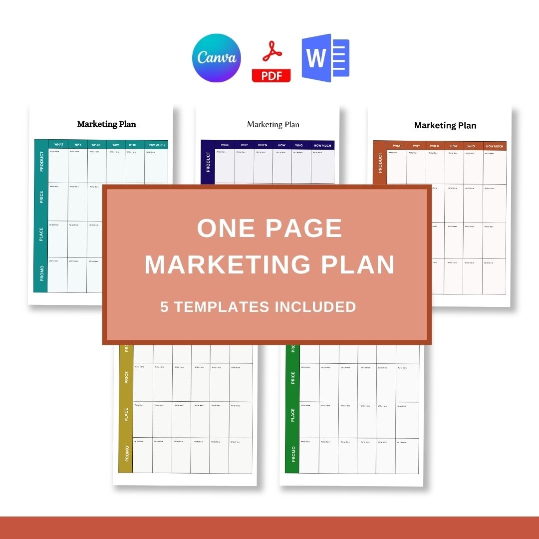 One Page Marketing Plan Template PDF U0026 Word 