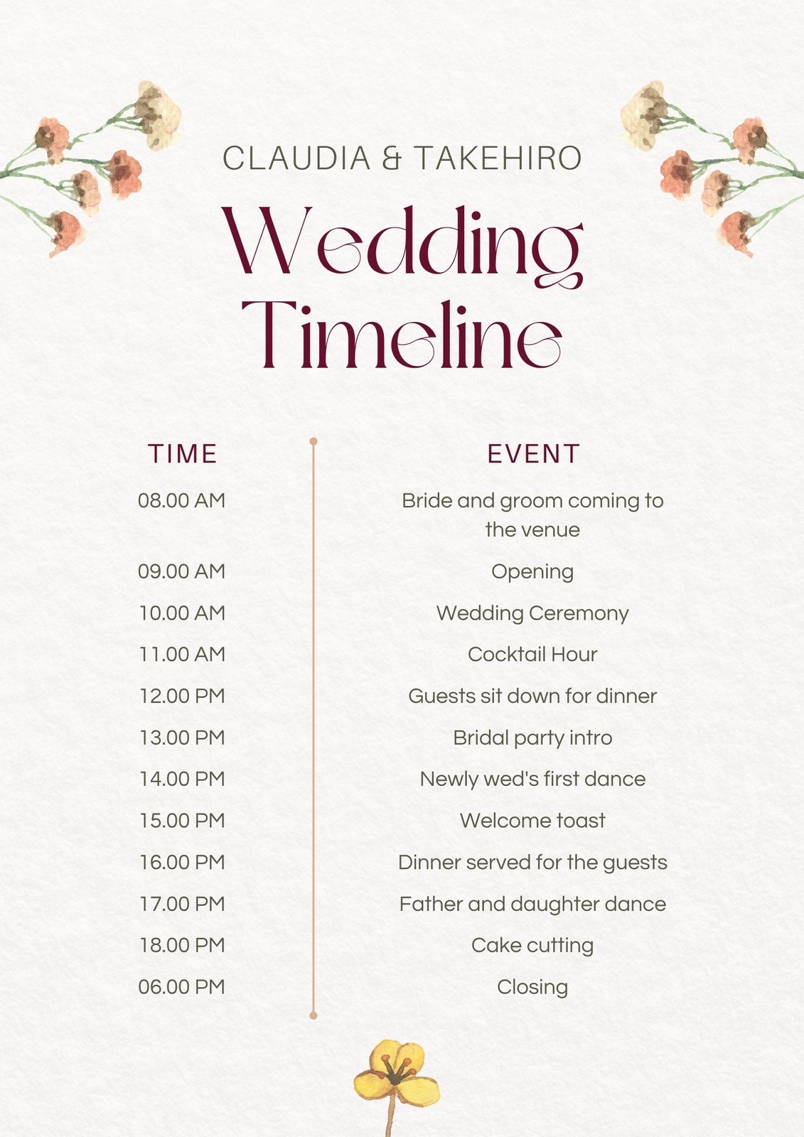 Page 3 Free Custom Printable Wedding Timeline Planner Templates Canva