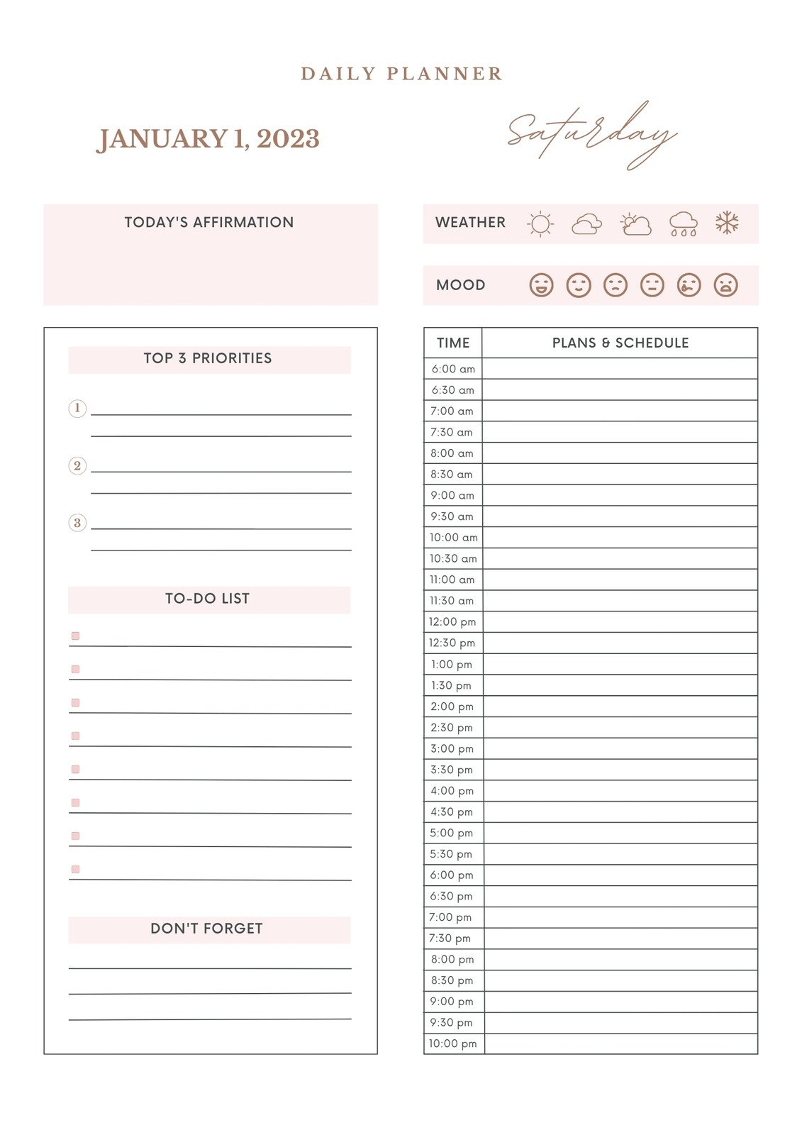 Page 5 Free Daily Planner Templates To Customize Canva
