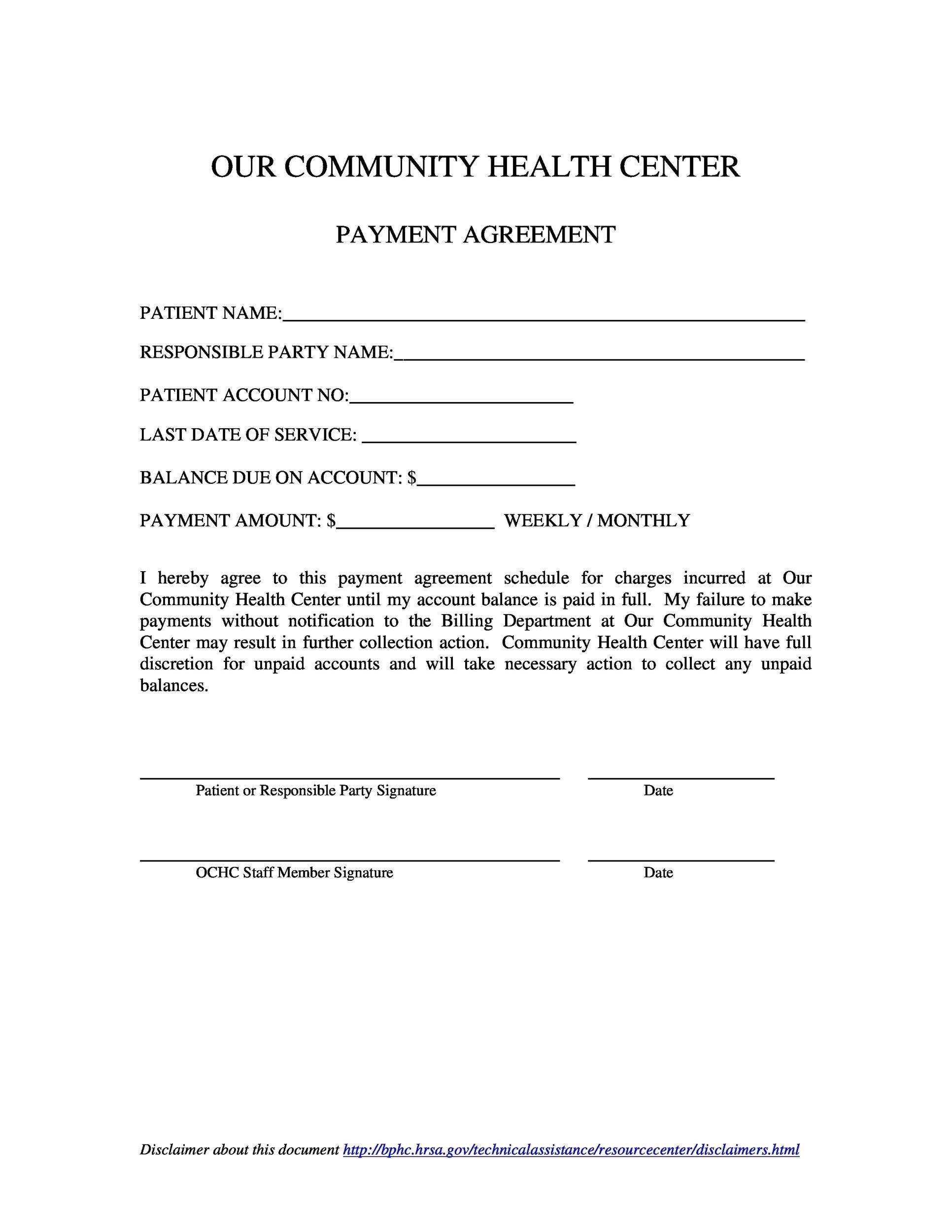 Payment Plan Contract Agreement Template