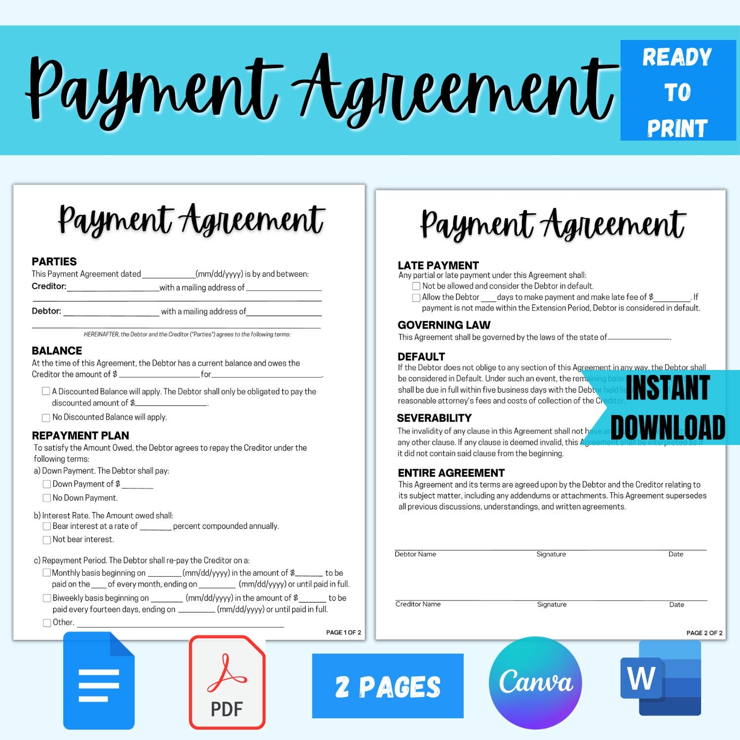 Repayment Plan Agreement Template