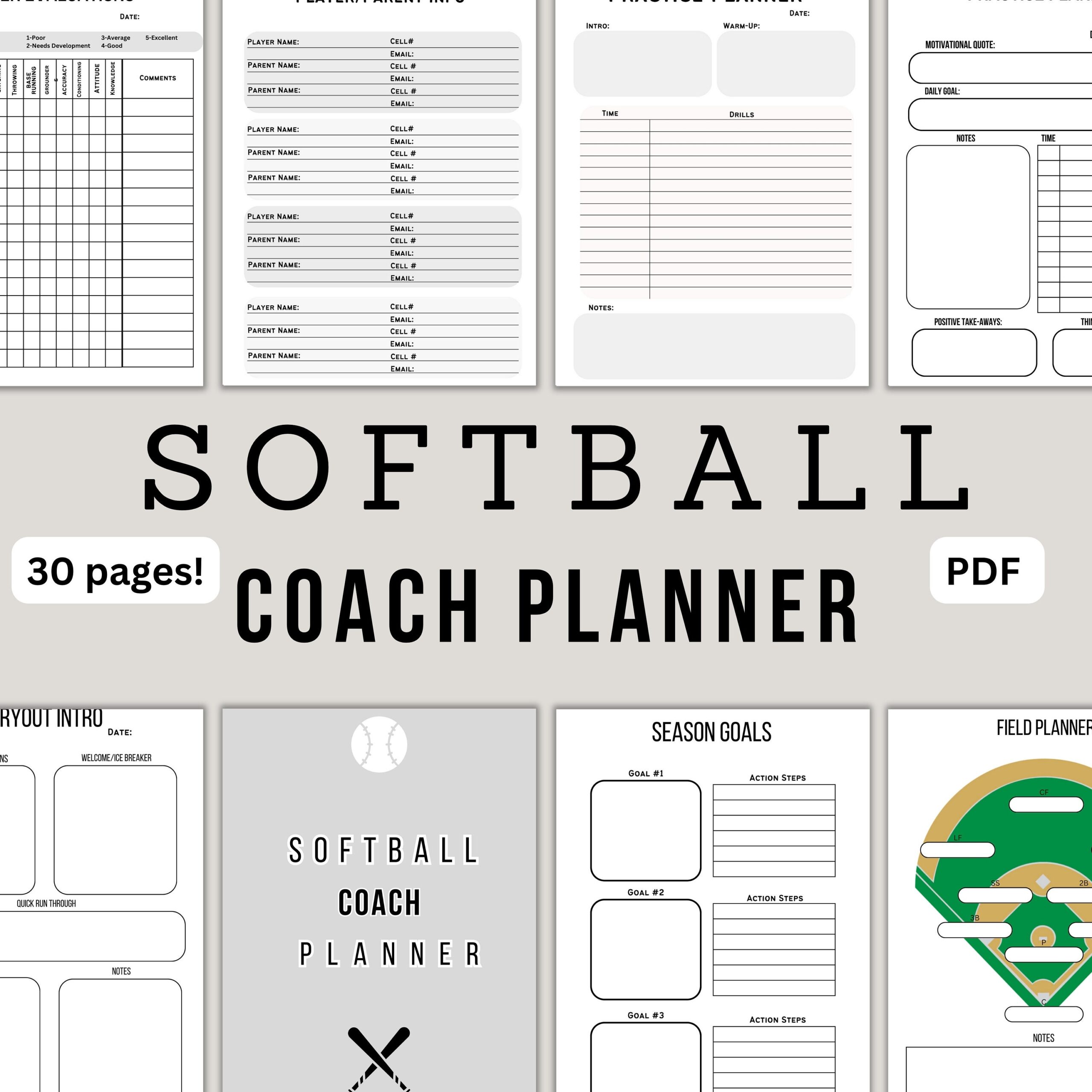 PDF Softball Coach Planner Softball Planner Softball Practice 