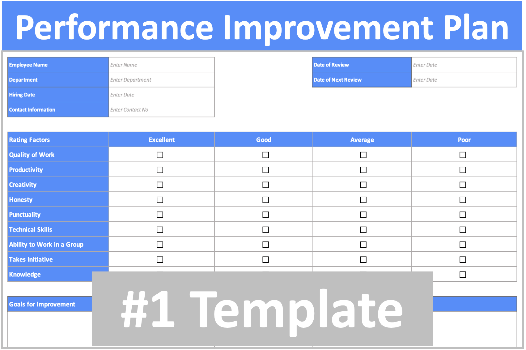Performance Improvement Plan Template Human Resources Software Online Tools