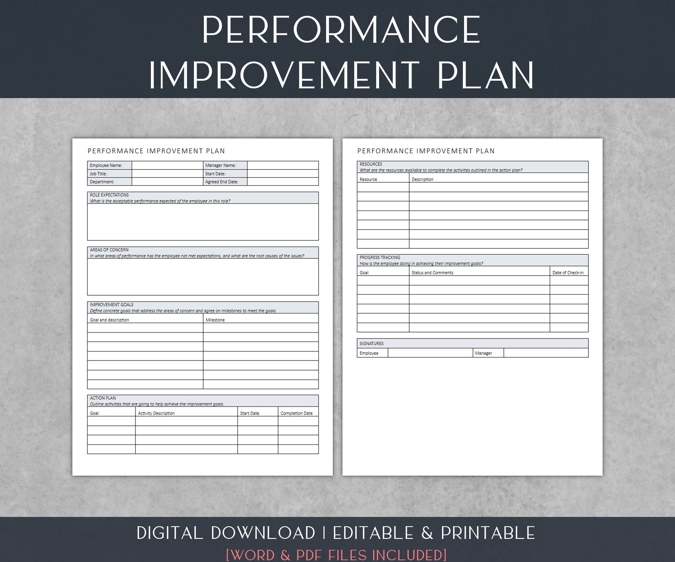 Performance Improvement Plan Template Human Resources U0026 Employee 