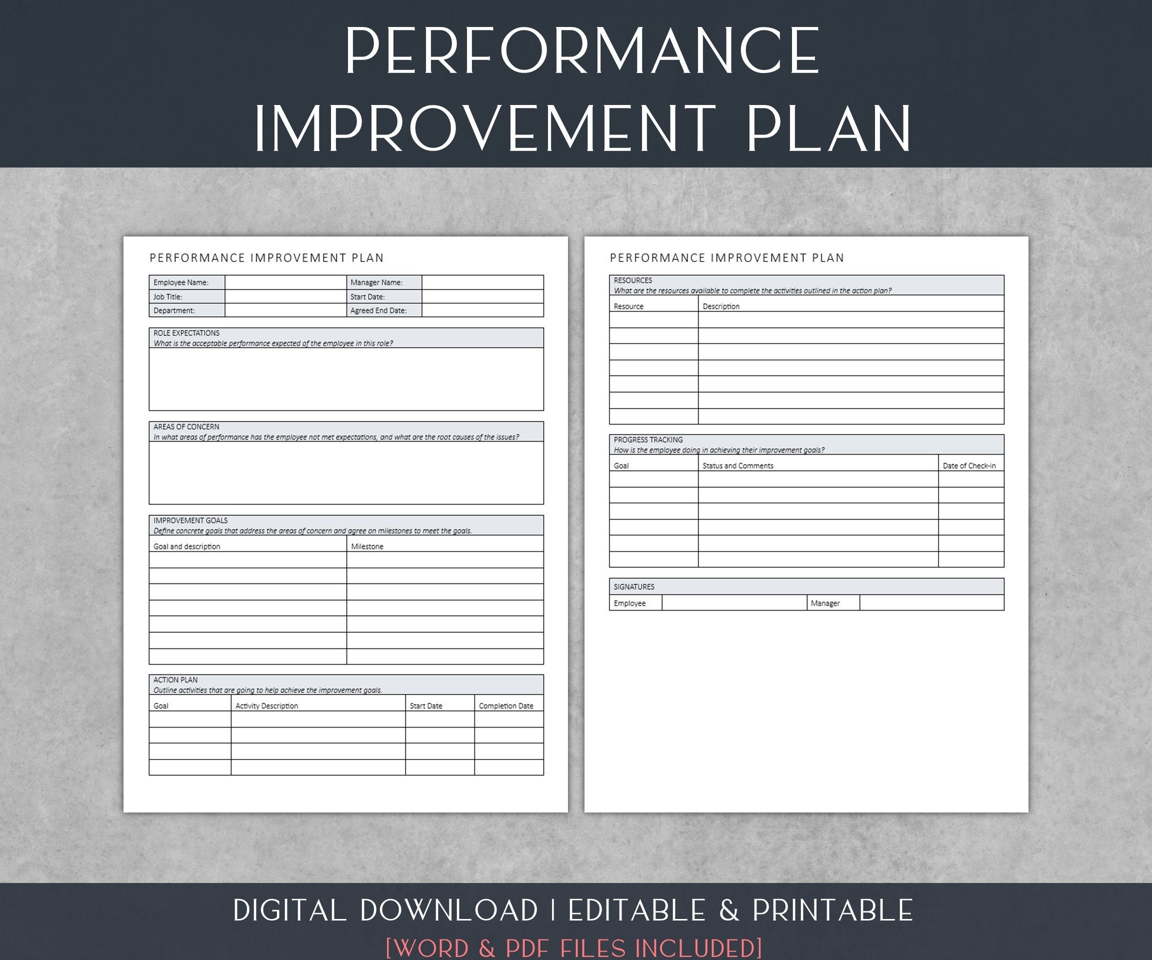 Performance Improvement Plan Template Human Resources U0026 Employee 