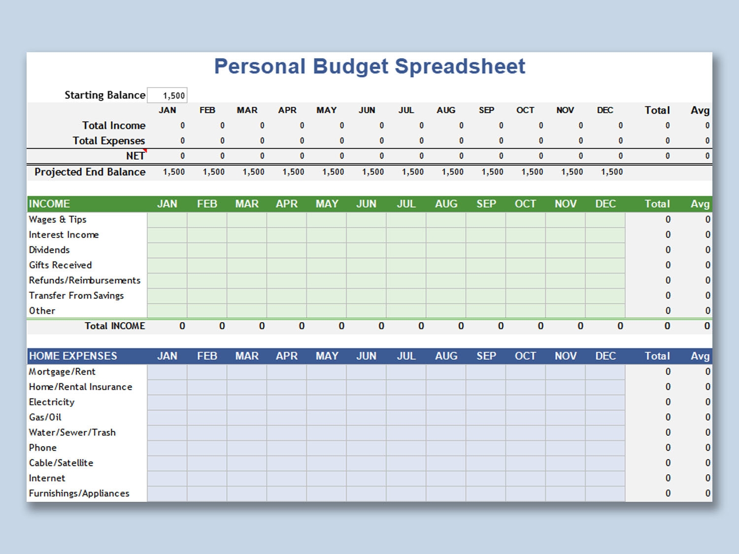 Personal Budget Planning Template