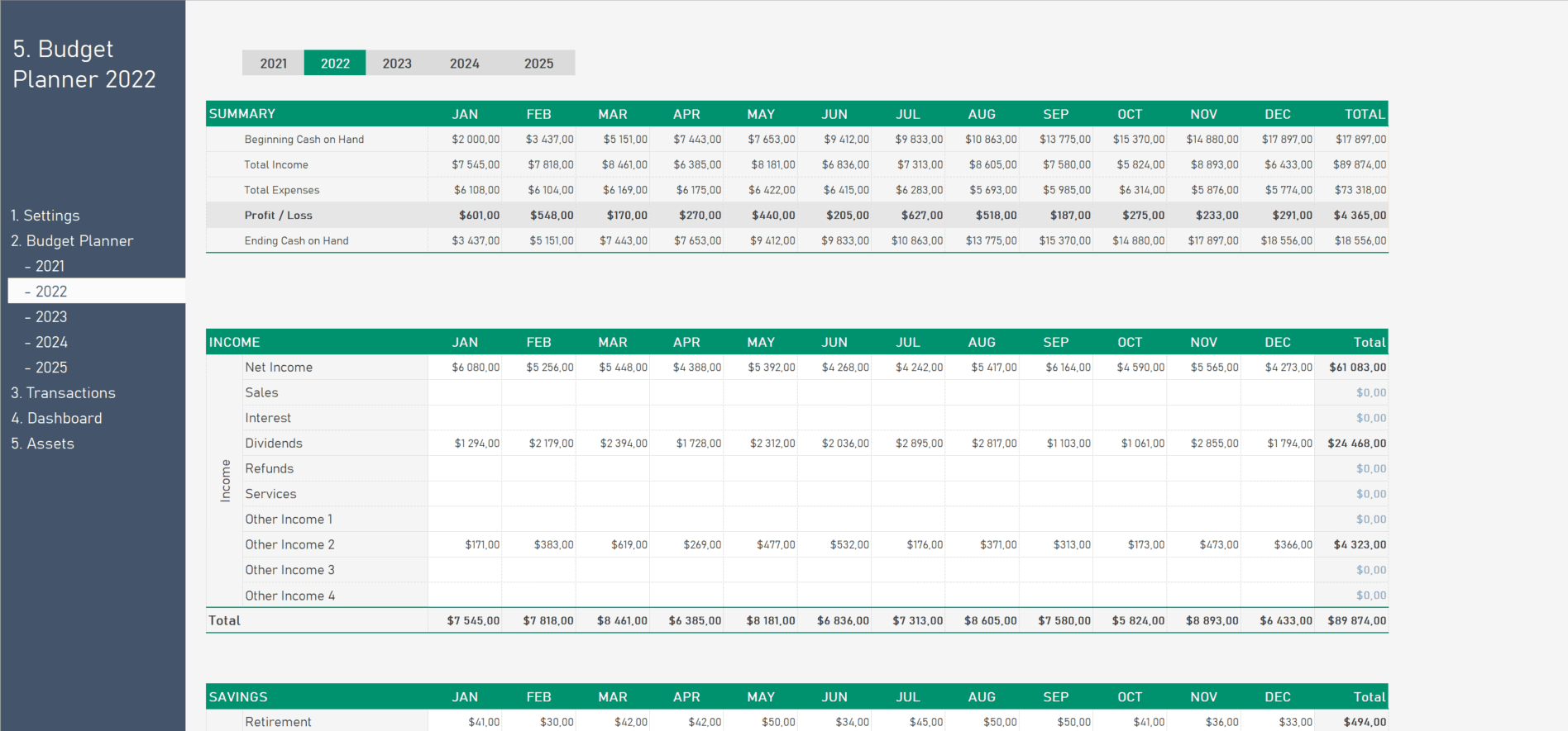 Personal Budget U0026 Savings Planner Excel Spreadsheet
