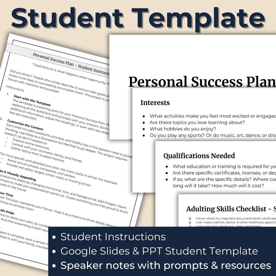 Personal Success Plan Activity Life Beyond High School
