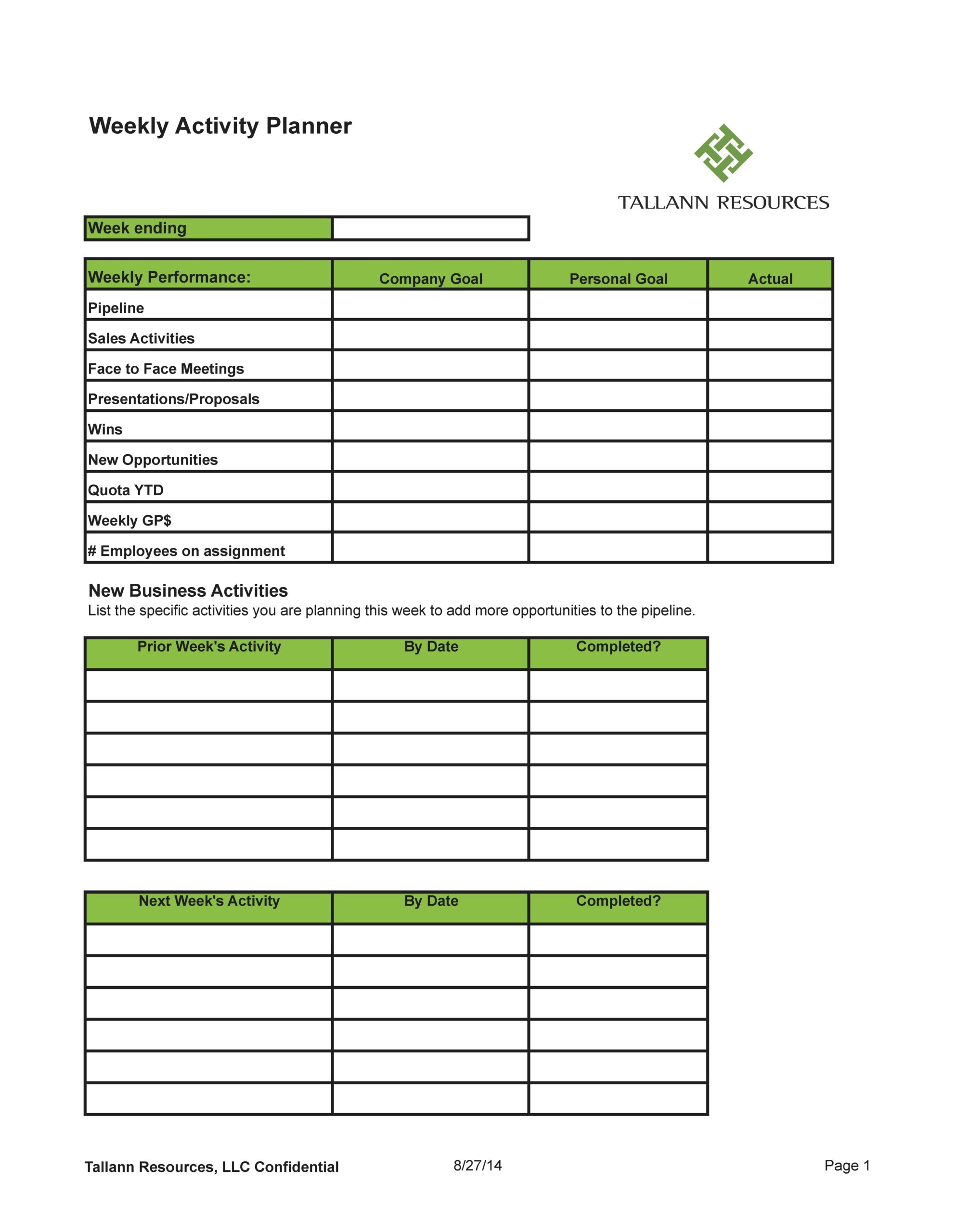 Prospecting Plan Template