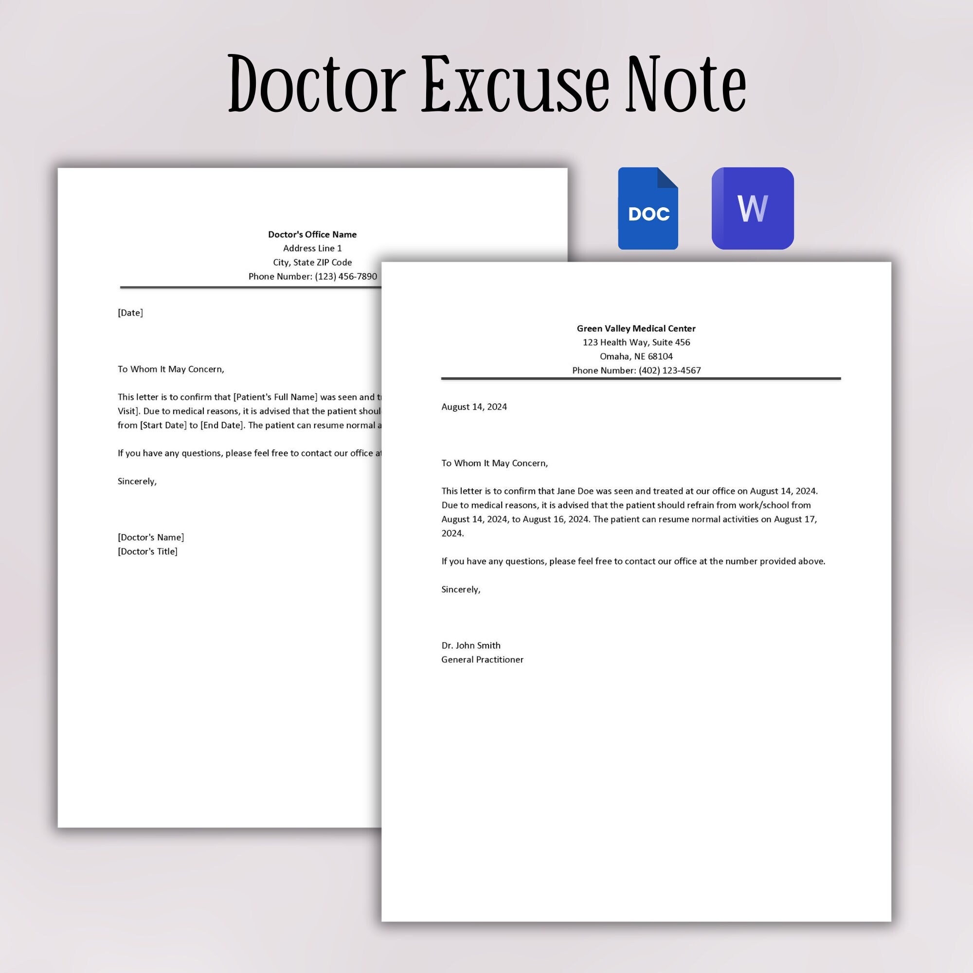Planned Parenthood Doctor Note Etsy UK