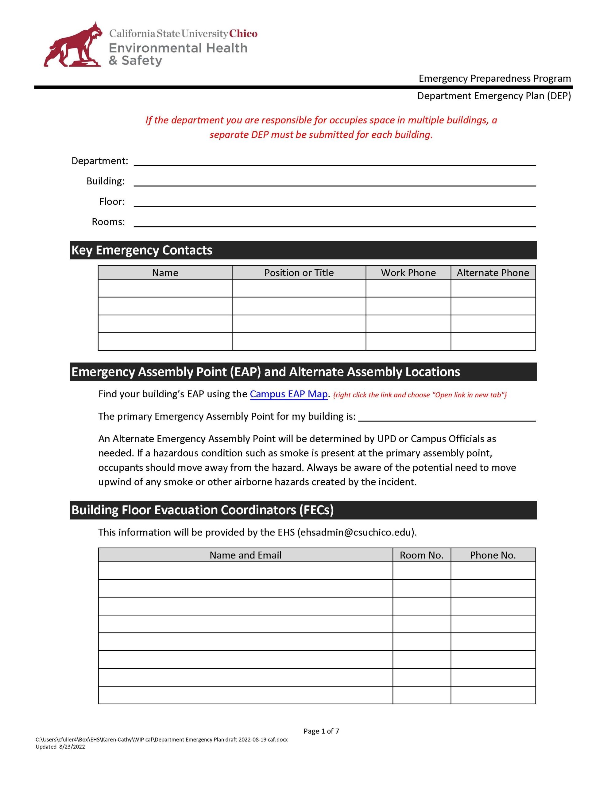 Emergency Operations Plan Template