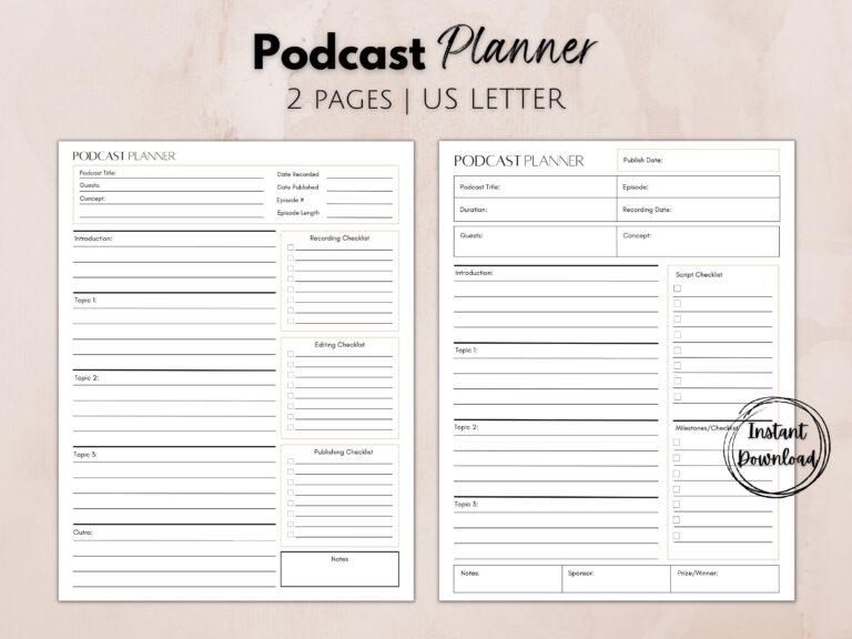 Podcast Planner Printable Podcast Content Planning Template Pod Cast Interview Script U0026 Tracker Editable Podcast Episode Launch Plan Etsy