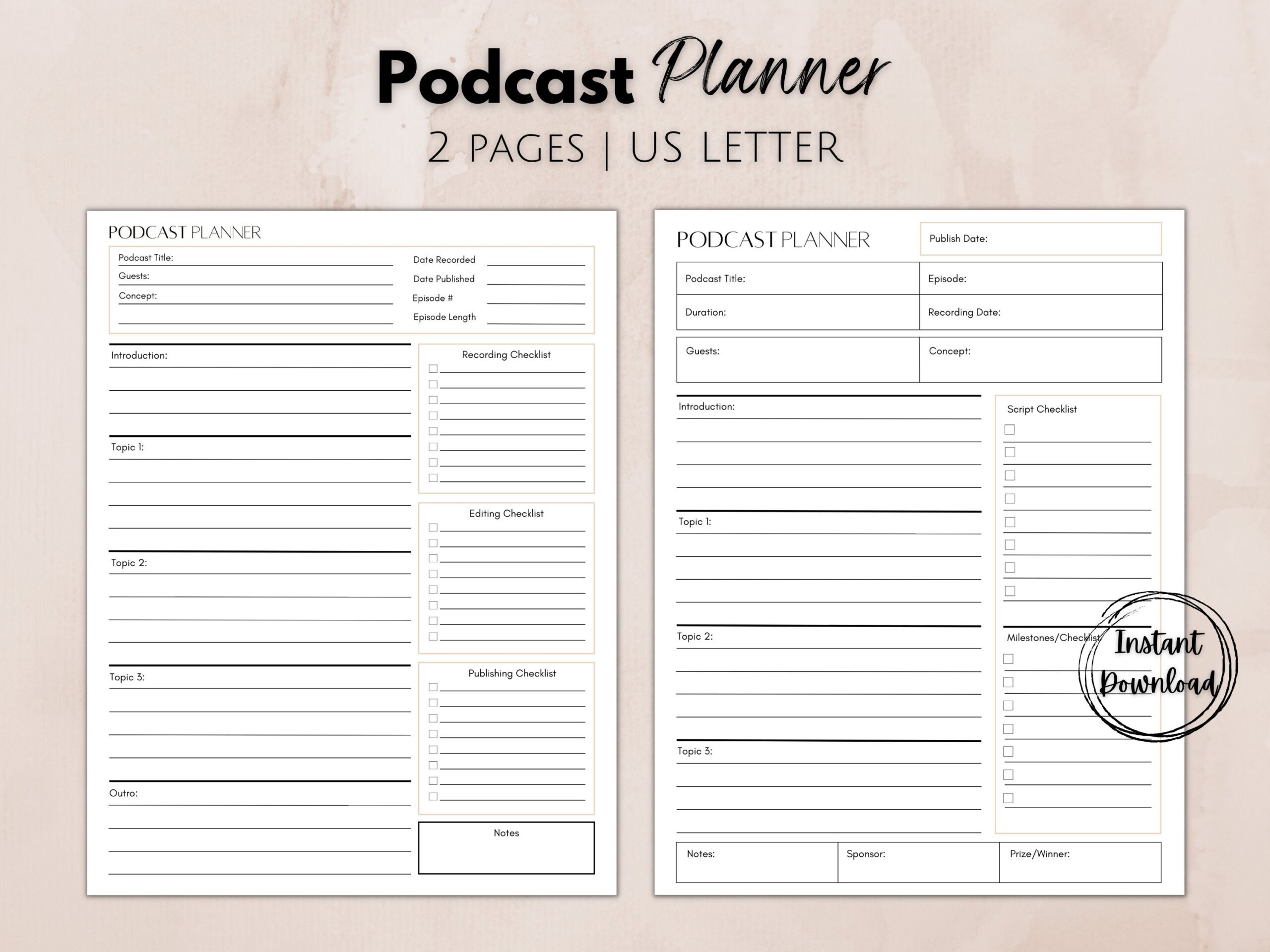 Podcast Planner Printable Podcast Content Planning Template Pod Cast Interview Script U0026 Tracker Editable Podcast Episode Launch Plan Etsy